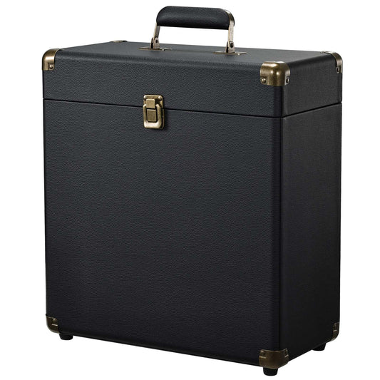 Costravio Vinyl Record Storage Record Holder Display Box Album Storage Moving Boxes Holds 30+ Valuable Records 7/10/12 Inch Record Crates Vinyl Organizer for Journey Black