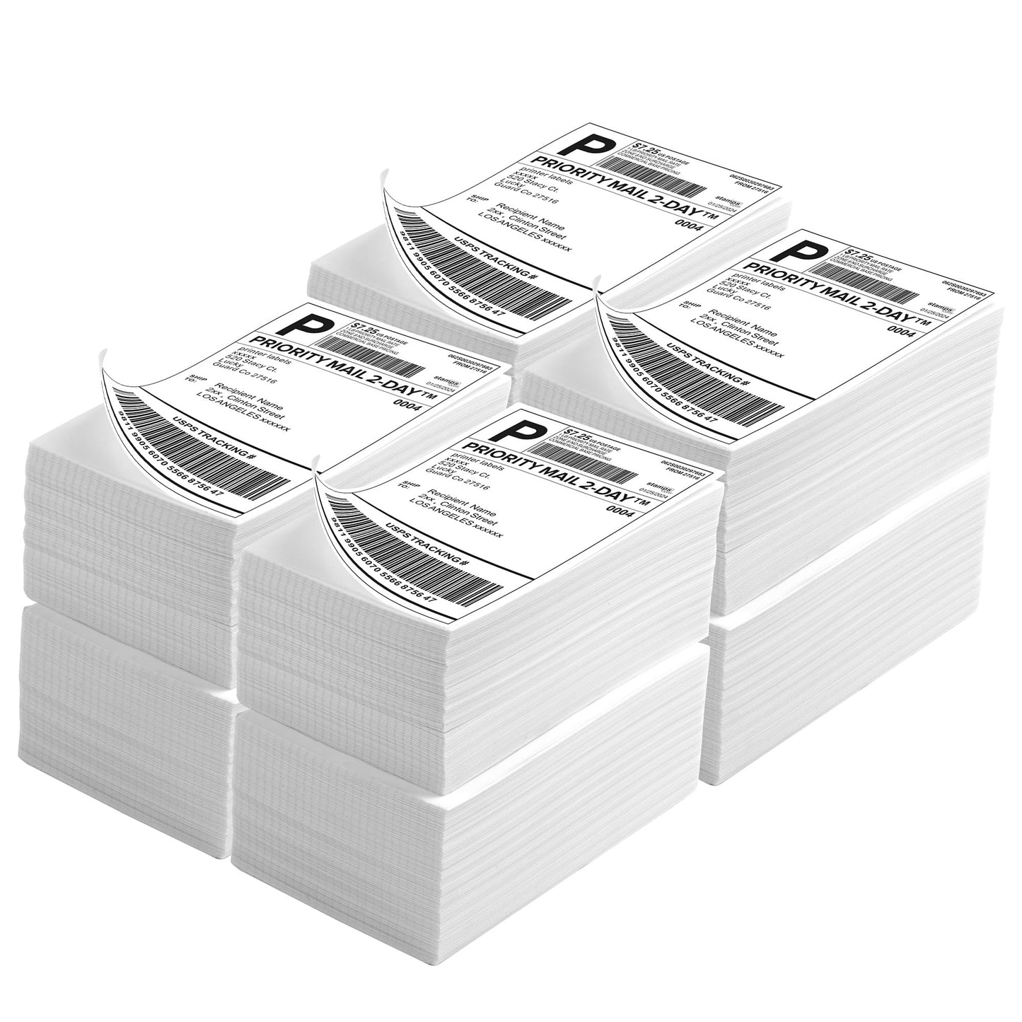 LuckyGuard Fanfold 4" x 6" Direct Thermal Labels 4000 Thermal Printer Paper 8 Stacks Shipping Labels