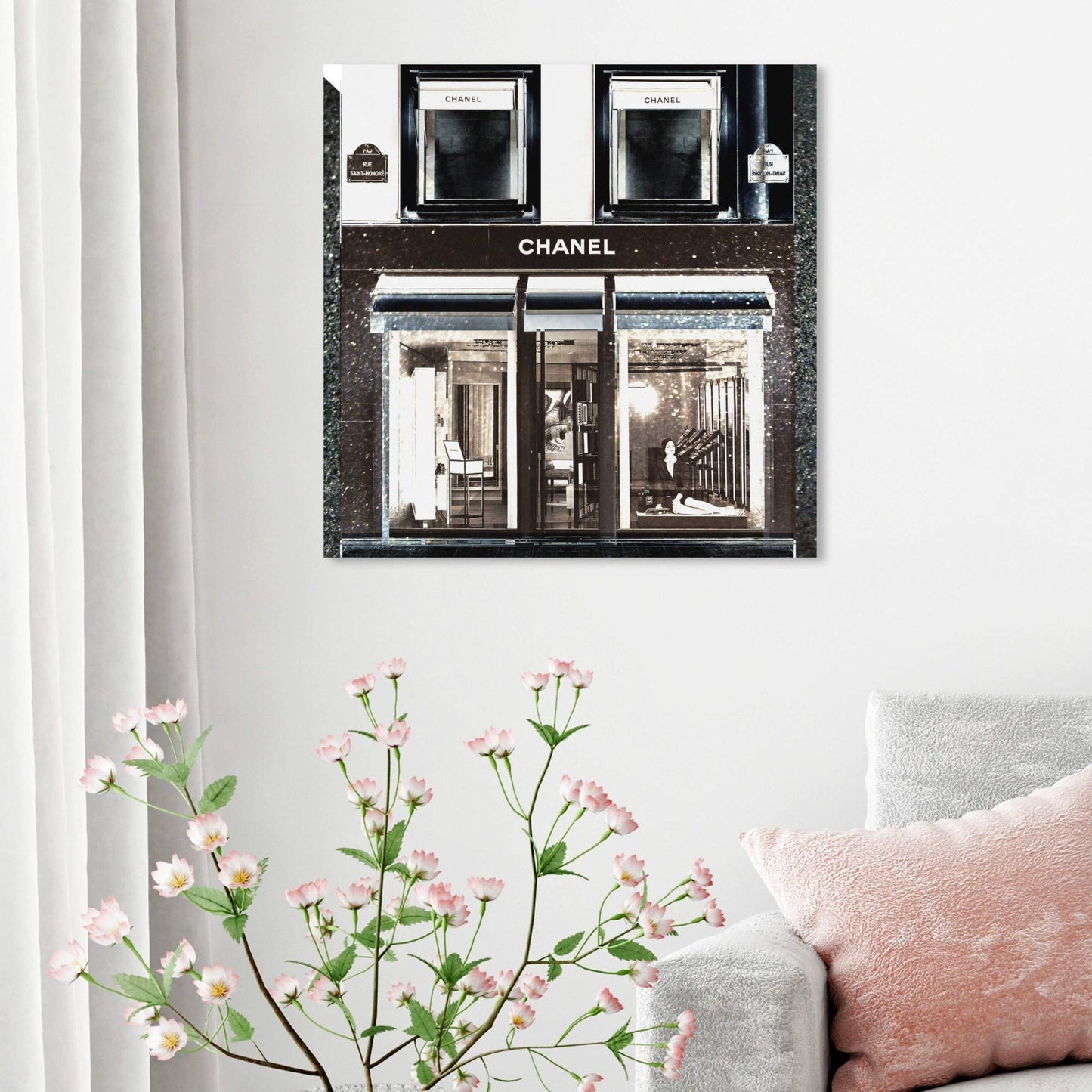 The Oliver Gal Artist Co. Fashion and Glam Wall Art Canvas Prints 'My Favorite Store' Lifestyle Home Décor, 24" x 24", Black, White