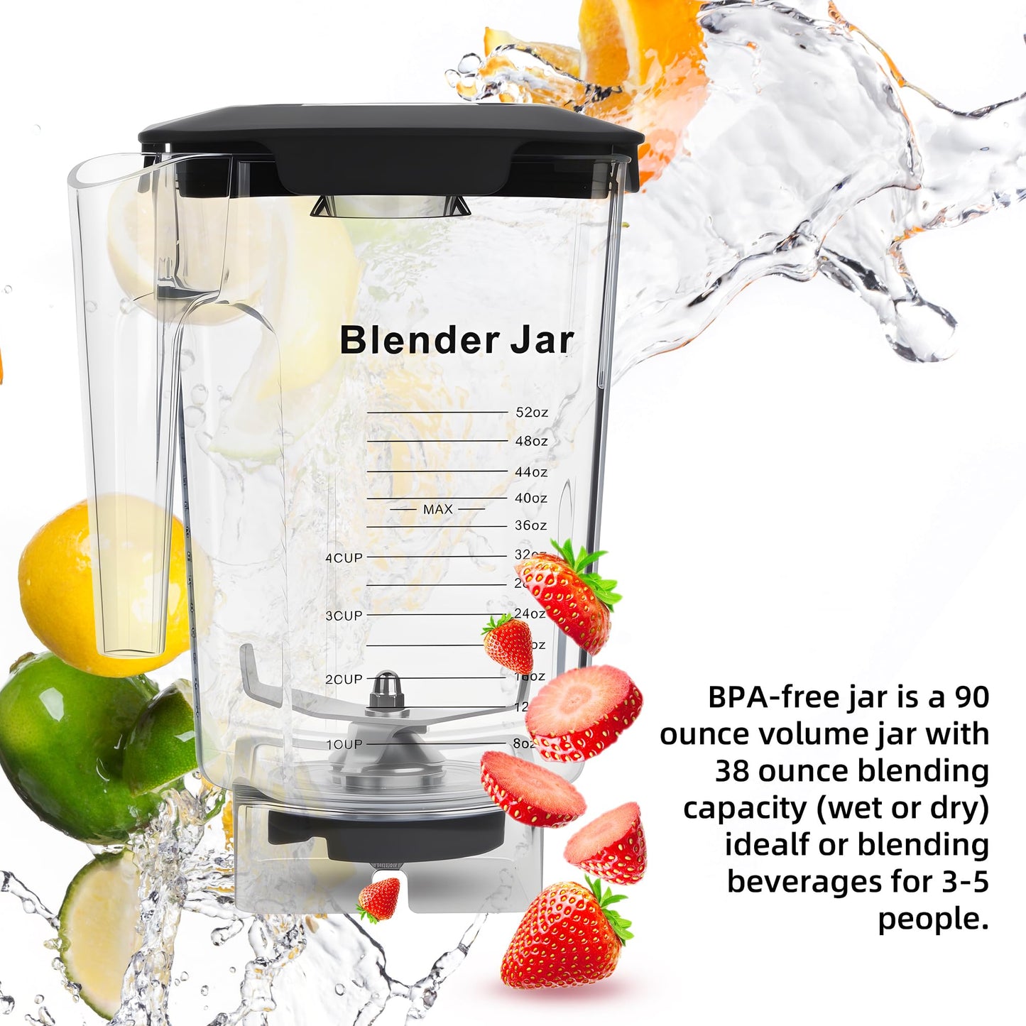 besingki 90 oz Replacement Jar Compatible with Blendtec Blender, Container Pitcher Fits All Consumer and Commercial Models, Includes Blade and Lid
