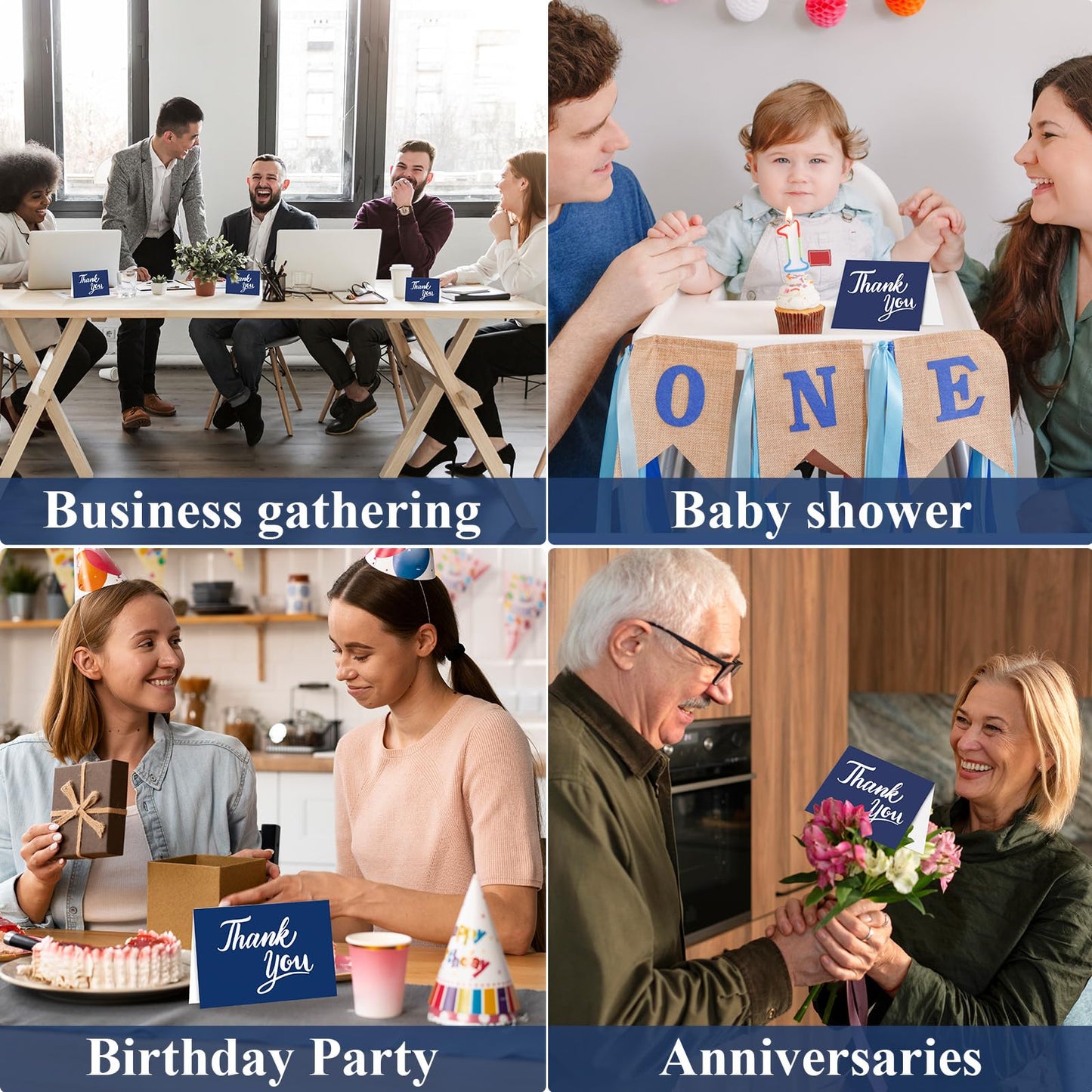 600 PCS Thank You Cards with Envelopes Matching Stickers Thank You Notes Bulk 4x6 Inch Minimalistic Design for Business Baby Shower Wedding Small Business Graduation Bridal Shower Funeral Navy Blue