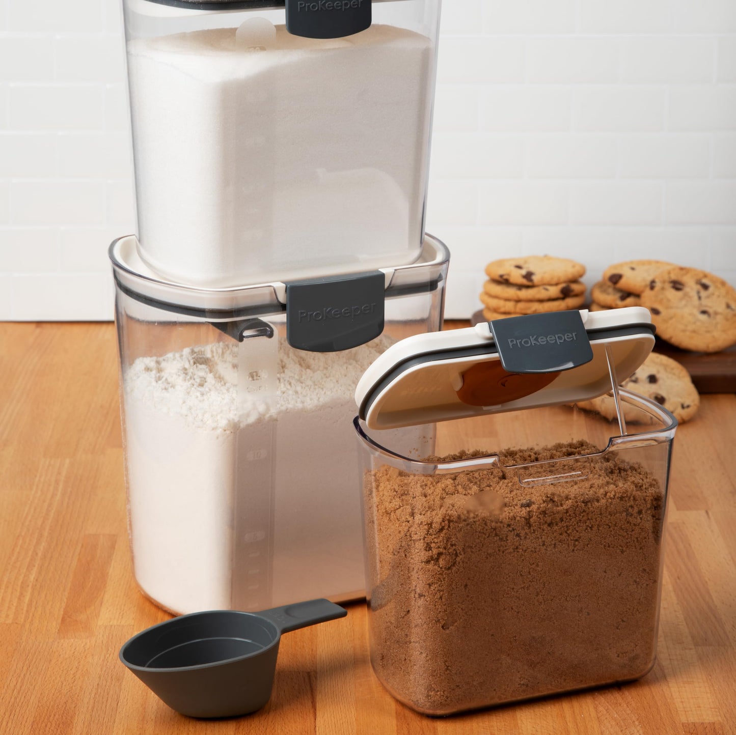 PREPWORKS ProKeeper 3 Piece Baker's Storage Set - Includes Flour, Sugar, and Brown Sugar Containers