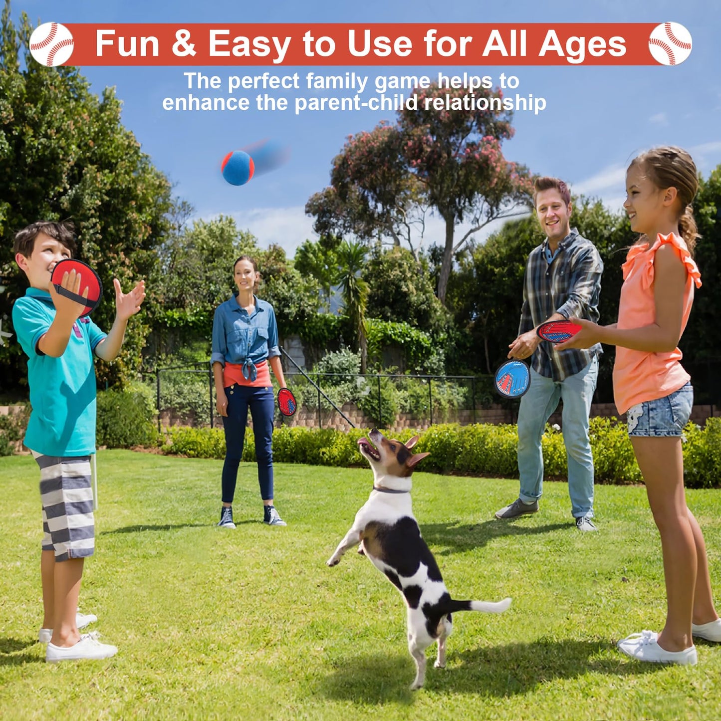 Toss and Catch Ball Set: Beginner Kids Baseball Training Glove & Catch Ball Toys, Kids Outdoor Games for Adults and Family, Fun Baseball Game Gift for Ages 3 4 5 6 7 8 9 10 11 12 Year Old Boys Girls