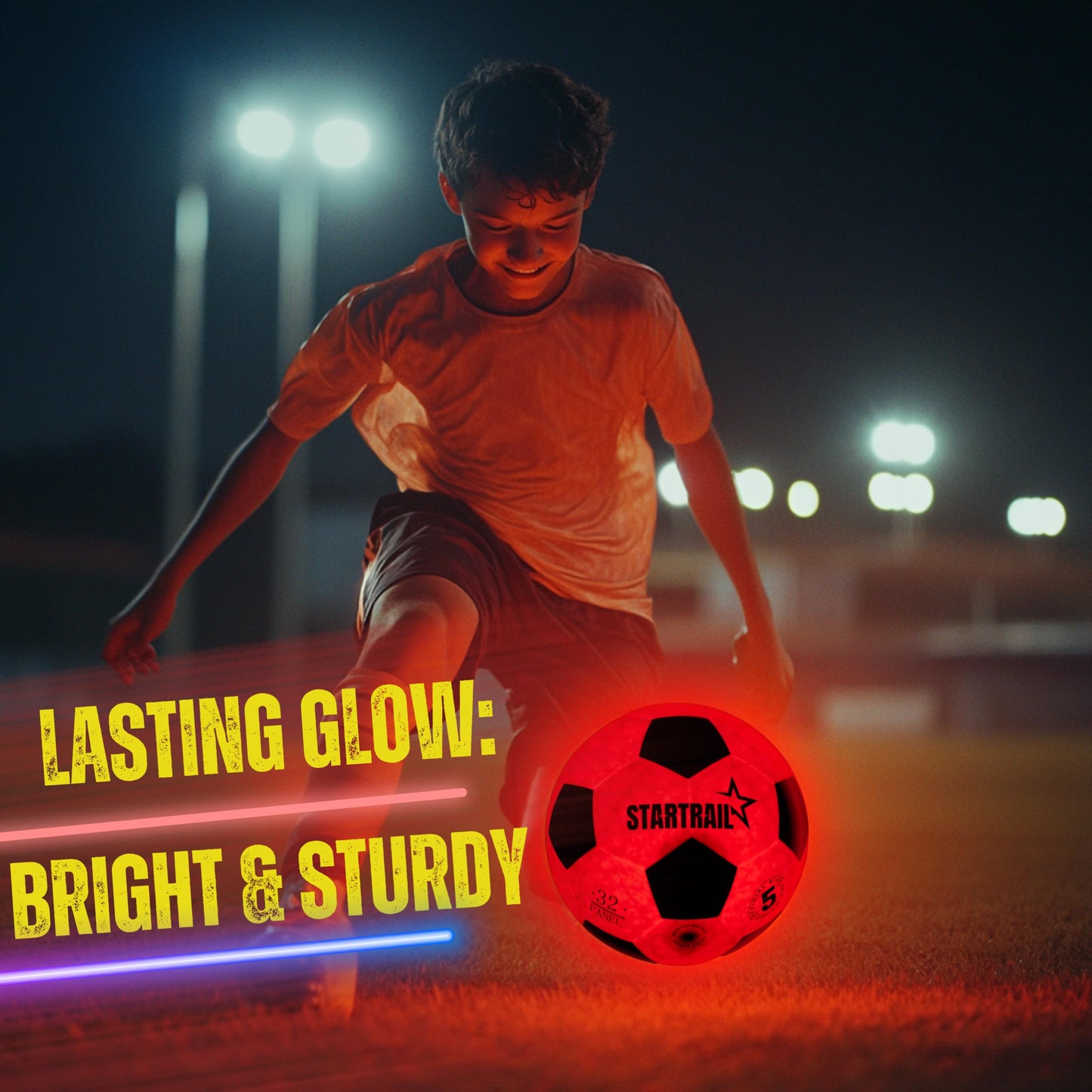 Light Up Soccer Ball, Glow in the Dark Ball NO 5, Soccer Gifts for Boys 8-12, 12-14 Year Old, Kids & Teens Gift Ideas, Sports Toys for Boy & Girl Ages 8 9 10 11 12 13 14 15, Glowing Outdoor Activity