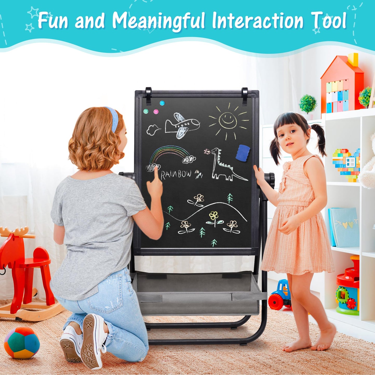 Magnetic Dry Erase Board with Flip Chart for Whiteboard (Black)