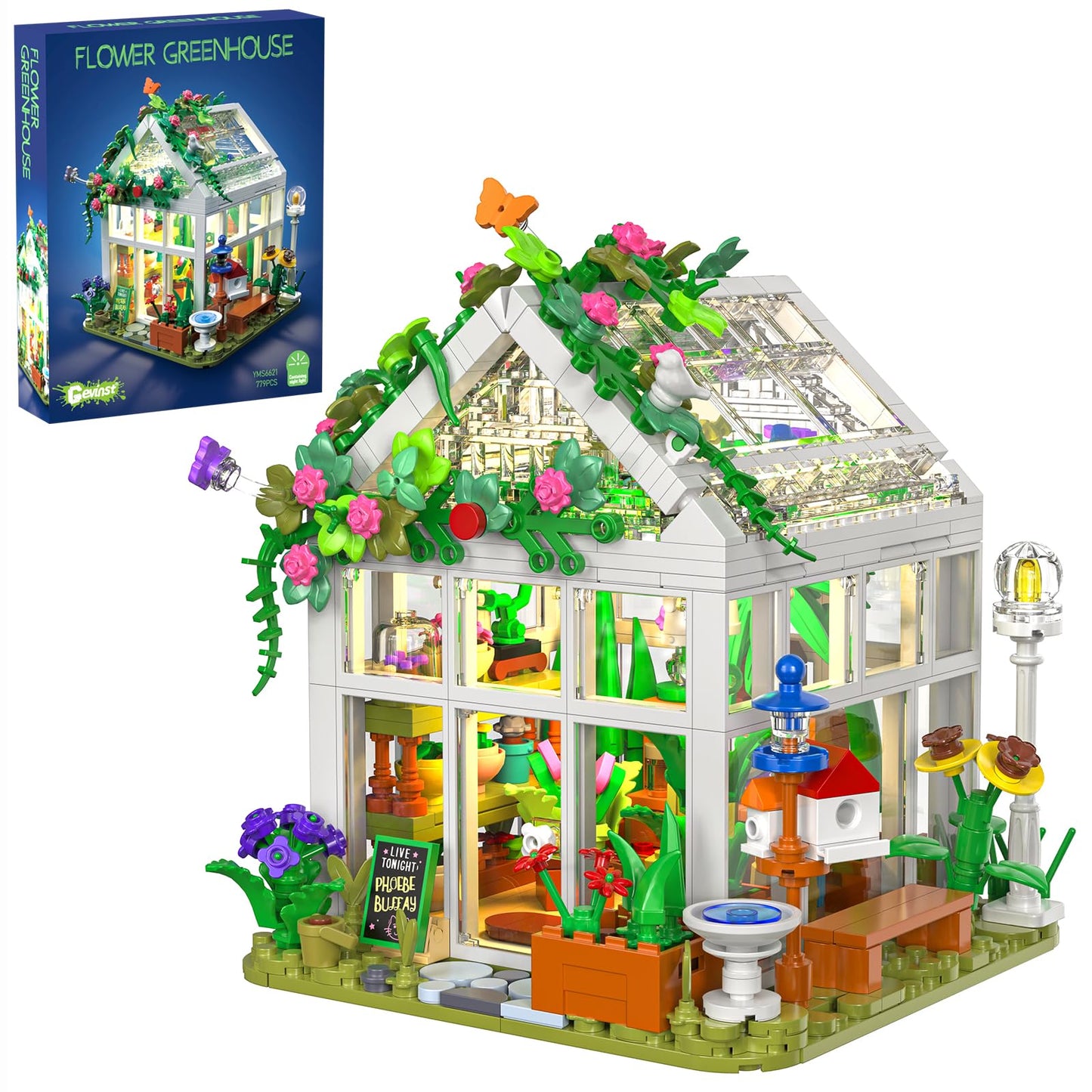 Flower House Set for Adults Building Sets with Led Light, for Home Display Decoration, Gifts for Adults & Teens Ages 10+ (779 Pieces)
