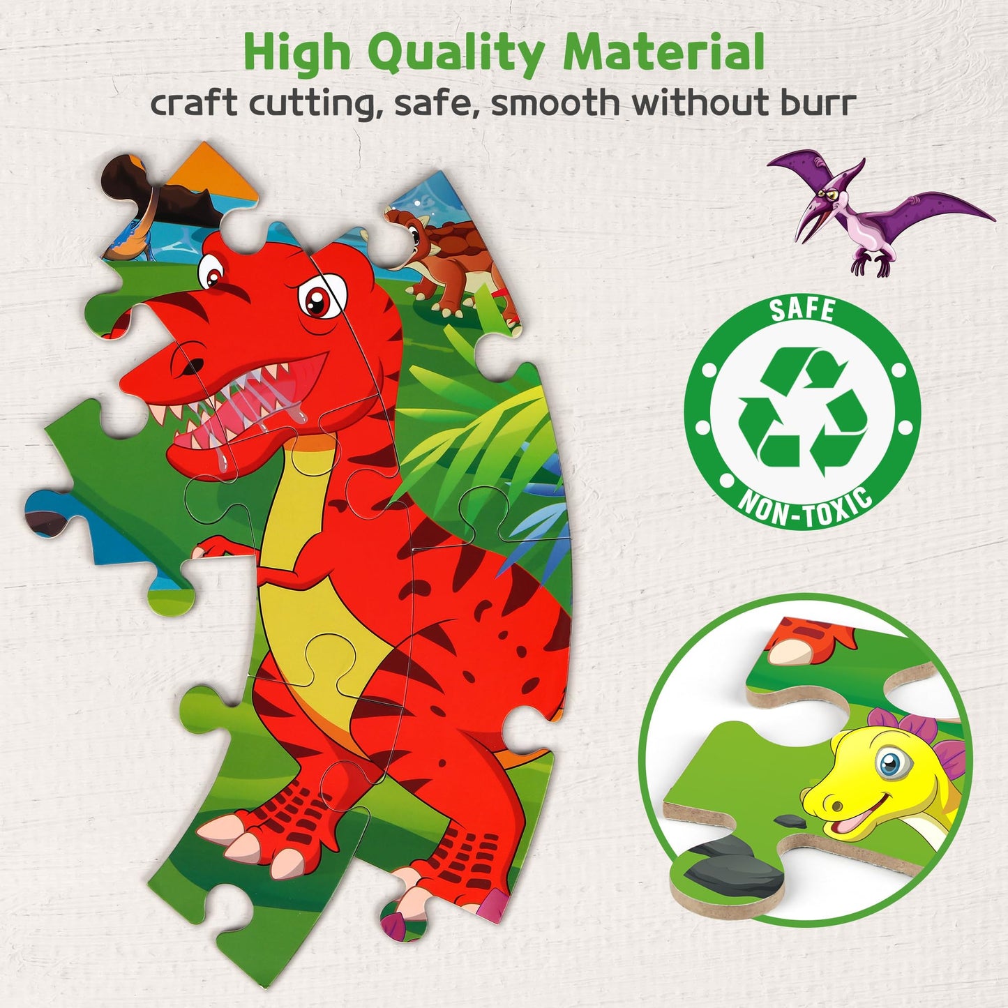 SYNARRY Floor Puzzles for Kids Ages 4-8, Large 70 Piece Dinosaur Puzzles for Kids 3-5, Jigsaw Puzzle for Kids Ages 4-6, Preschool Dinosaur Toys Gifts for 3 4 5 6 7 8 Years Old Boys Girls