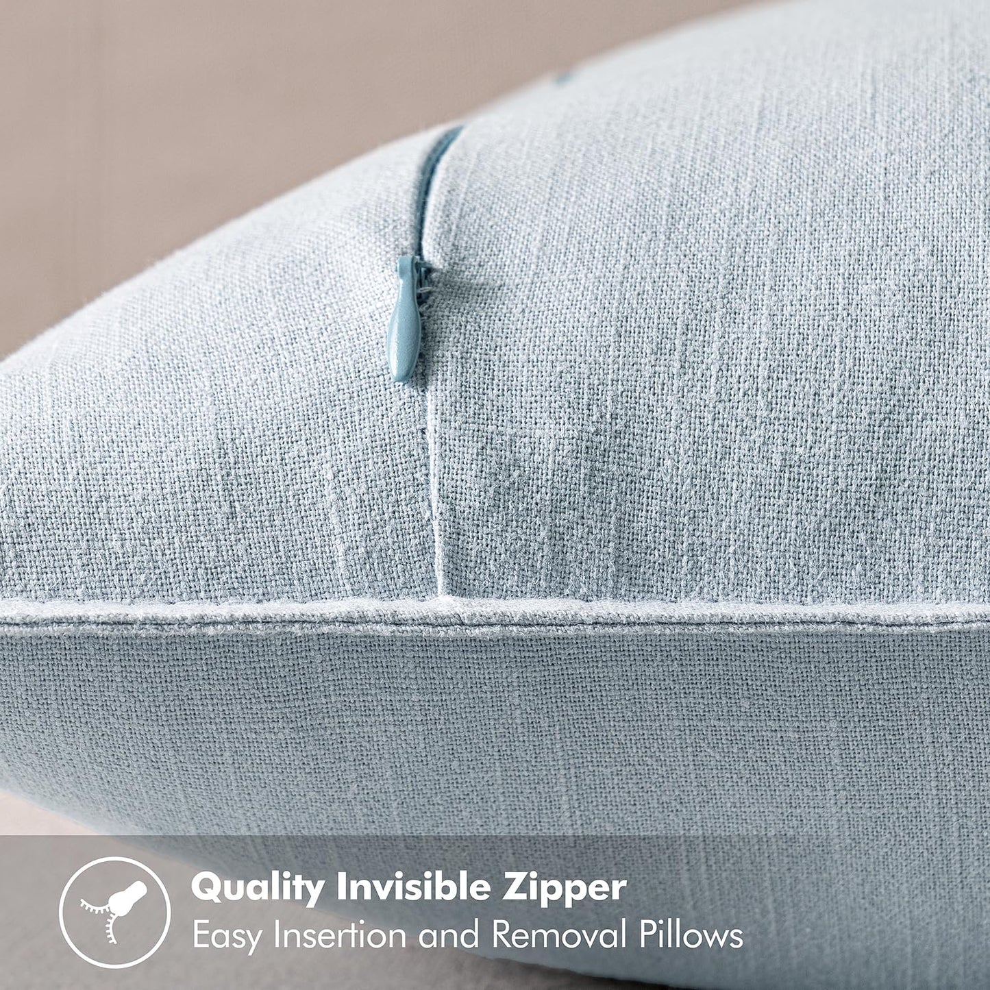 MIULEE Decorative Linen Euro Sham Pillow Covers 26x26 Light Blue Boho FarmhouseNeutral Couch Throw Pillows for Bed Pack of 2 Accent Coastal Modern Pillowcase Summer Sofa Livingroom Home Decor