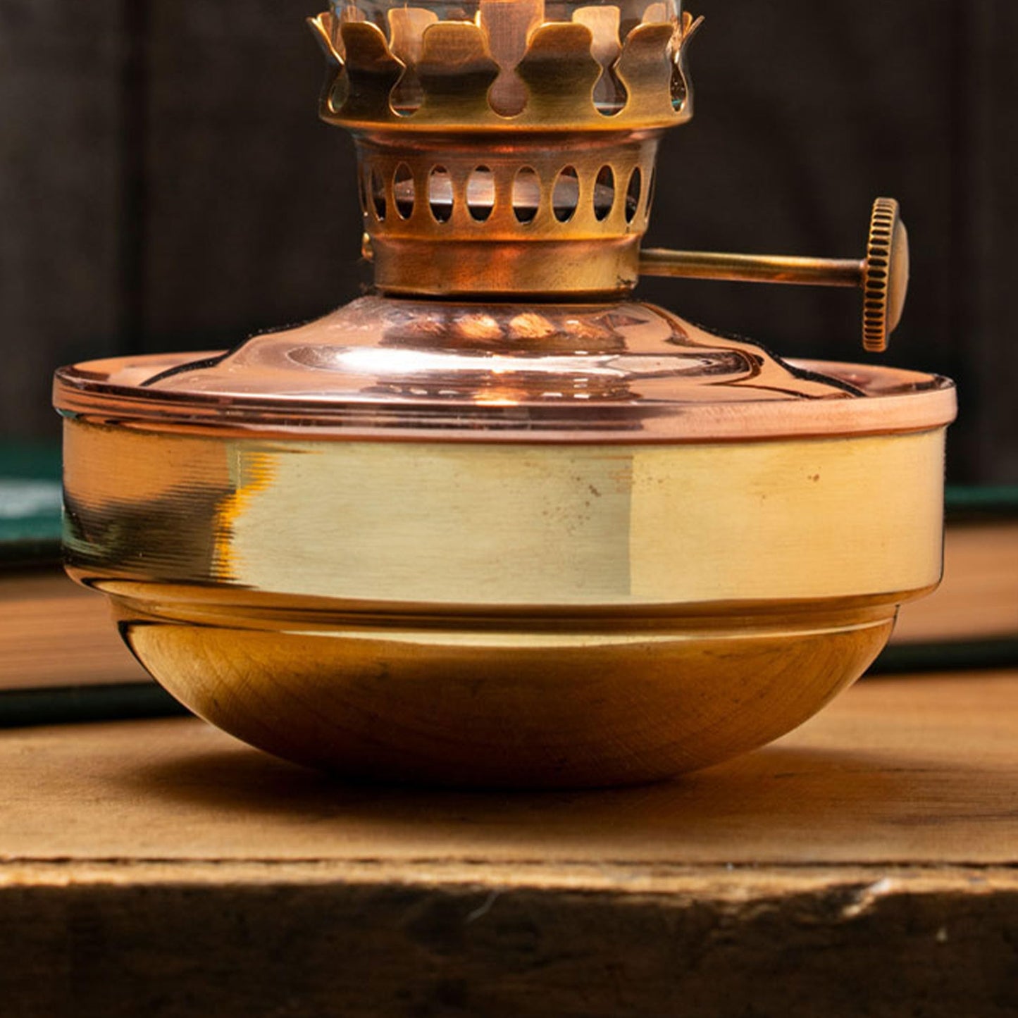 Oil Lamp - 4.75” Tall Nautical Lamp with Naval-Style Copper and Brass Body and Glass Bulb - Decorative Kerosene Lantern with Adjustable Wick - Oil Lamps for Indoor or Outdoor Use by Kings County Tools