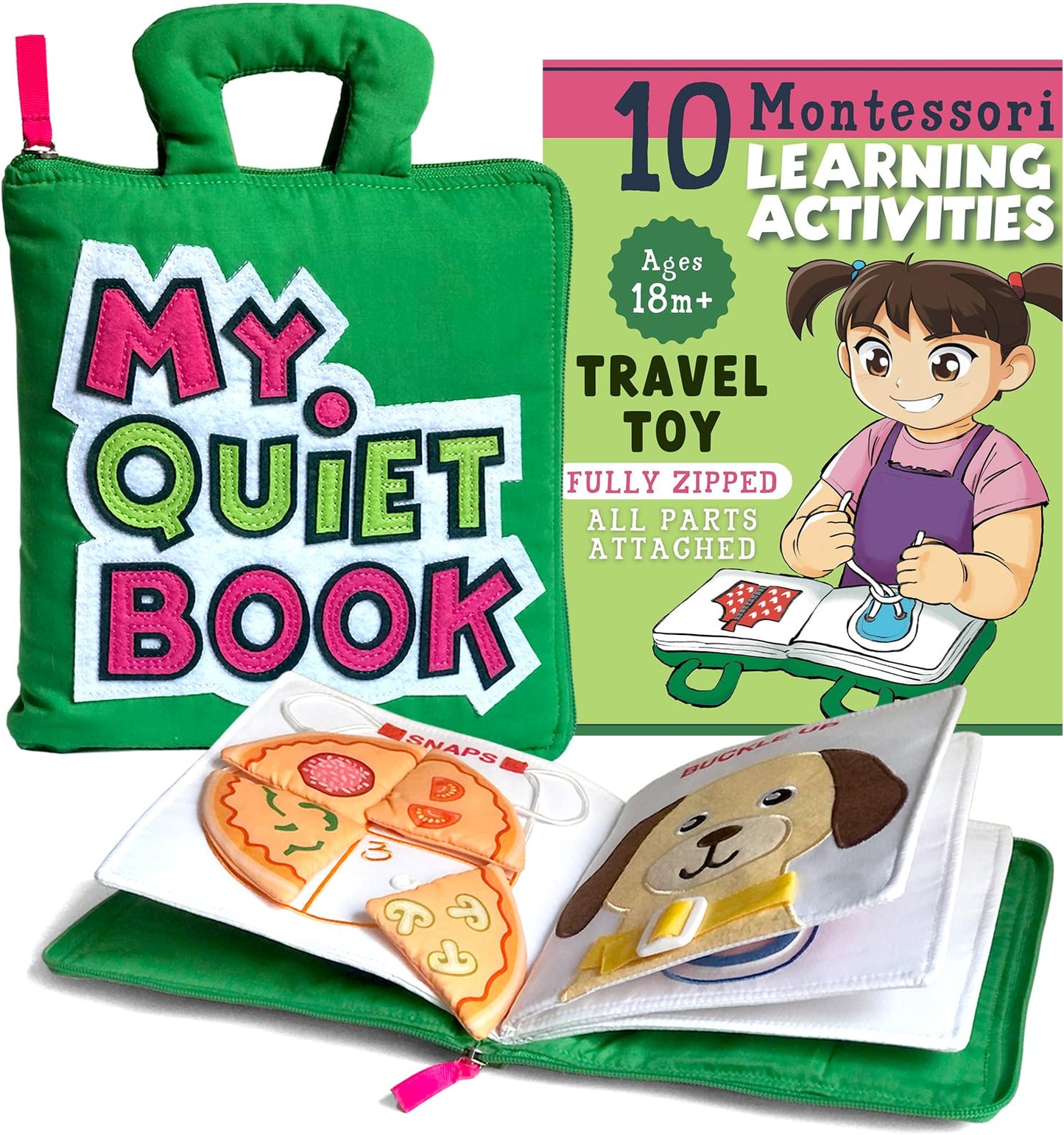 My Quiet Book Airplane Activities for Toddlers Car Plane Montessori Busy Book for Toddlers Age 1-3 All Parts Attached Gifts for Girls Age 1 2 3 4