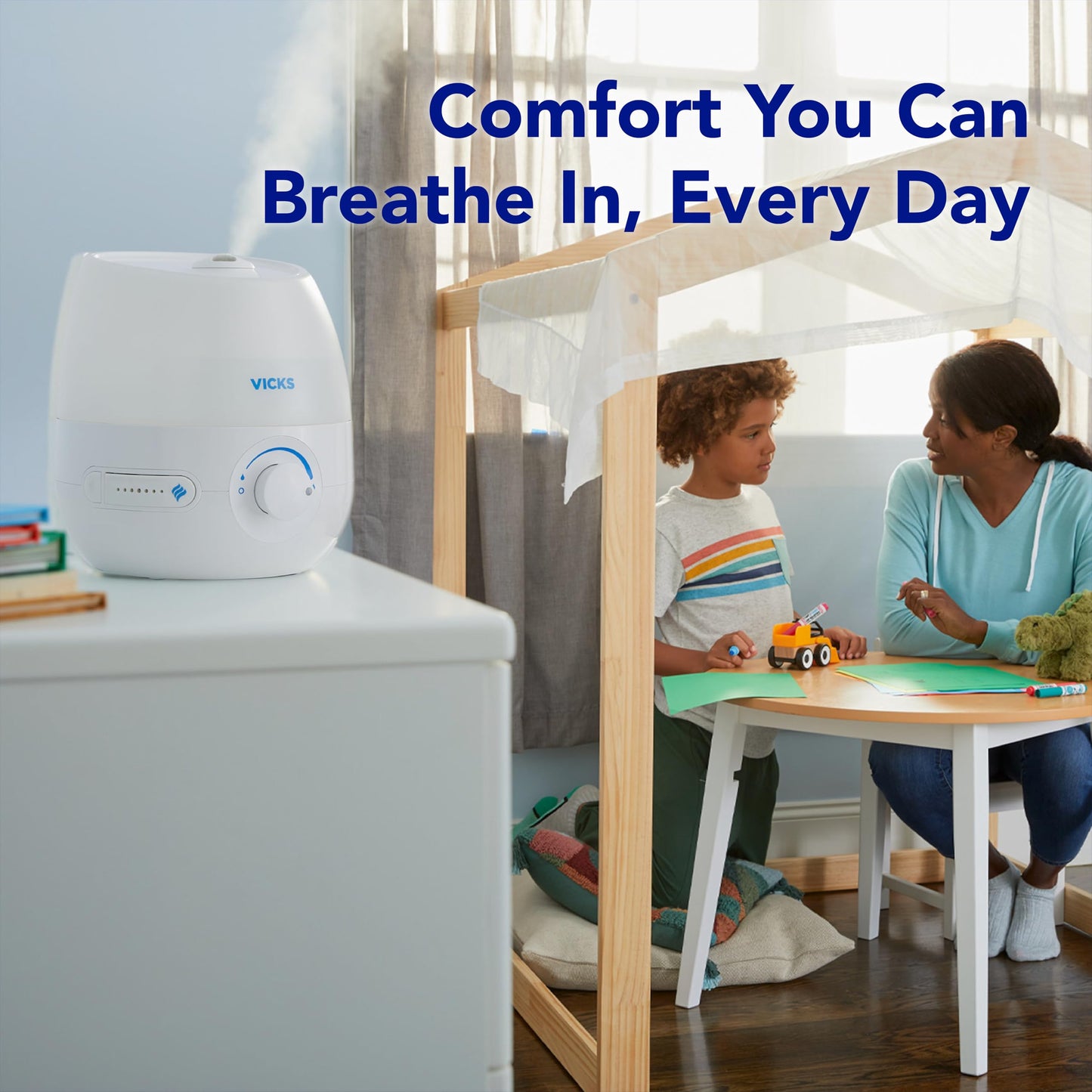 Vicks Mini Filter Free Cool Mist Humidifier, Small Room – Variable Mist Control – Works with Vicks VapoPads