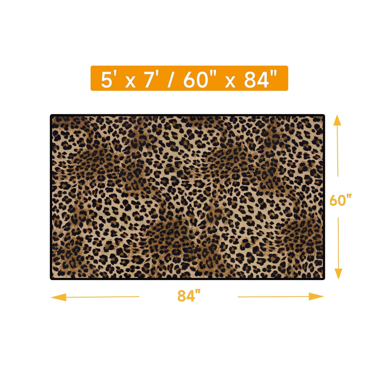 Aukib Leopard Rug 5x7 Washable Animal Print Rug Living Room Large Carpet Soft Non-Slip, Non-Shedding Brown Carpet for Office Dormitory Bedroom