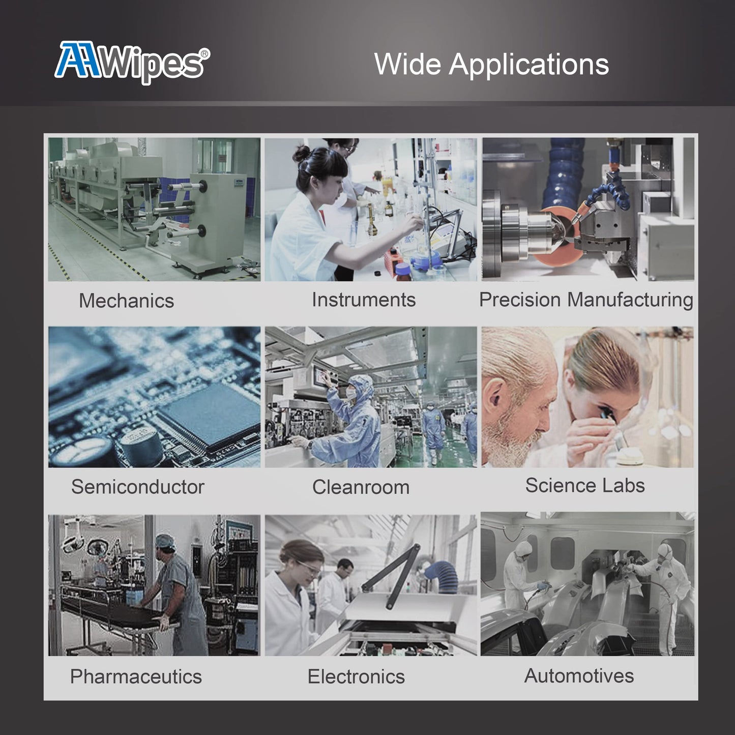 AAwipes Cleanroom Wipes Nonwoven Wipes Cellulose/Polyester Blend (Grade A, 68 Gram,Bag of 600 Pcs) 9" x 9"for Lab, Electronics, Pharmaceutical, Printing and Semiconductor Industries (NW06809-600)