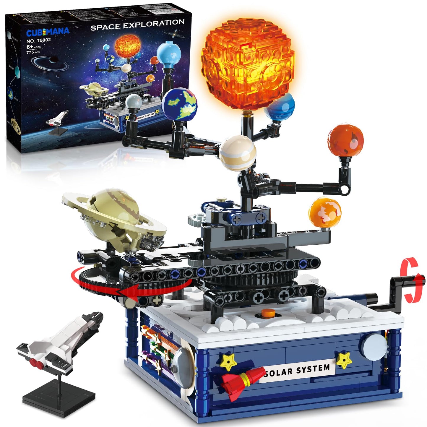 Solar System Building Sets with Light - Rotatable Space Exploration Building Toys with 9 Planets & Rocket Sets Science Astronomy Educational Gifts for Boys Girls Age 6+ Years Old Kids(775 PCS)