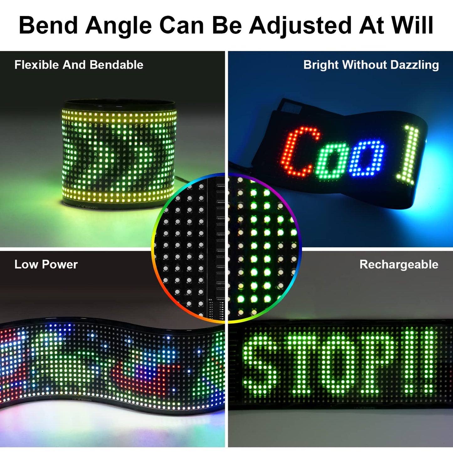 HOIOS Programmable LED Scrolling Sign - USB 5V LED Matrix Panel Smart APP Control DIY Text Patterns for Car Window 15x4