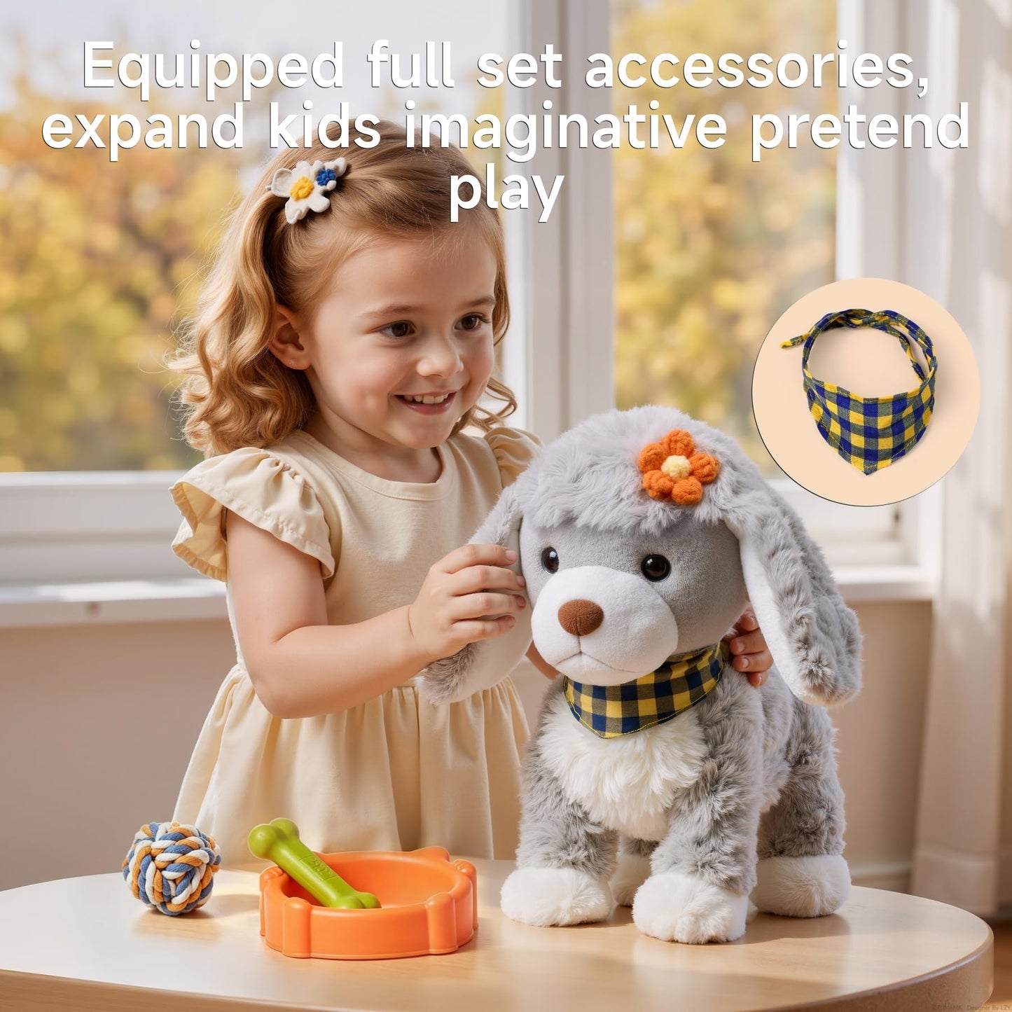 TUMAMA Electronic Interactive Plush Puppy Dog Toy for Ages 18+ Months