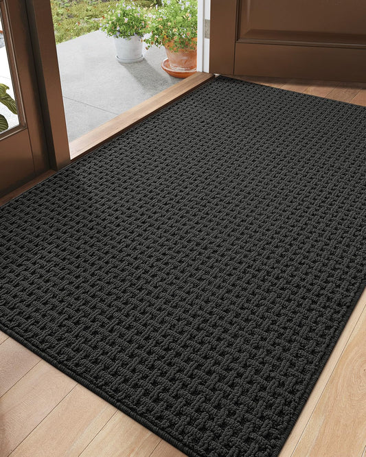 DEXI Front Entryway Door Mat Non Slip 36x60, Washable Entry Way Mats Inside Entrance Low Profile, Welcome Doormat Dirt Trapper for House Floor Home Porter Hall Backdoor Area, Dark Grey
