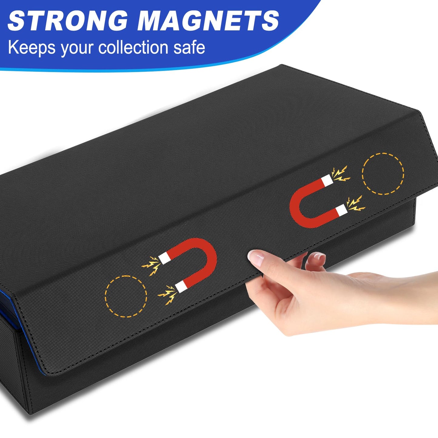 6 in1 Card Deck Box Set,X-Large Premium Trading Card Storage Case with 5 Small Box,Magnetic Game Deck Display Case Compatible with MTG/TCG/Yugioh/Magic/Commander(Black＆Blue)