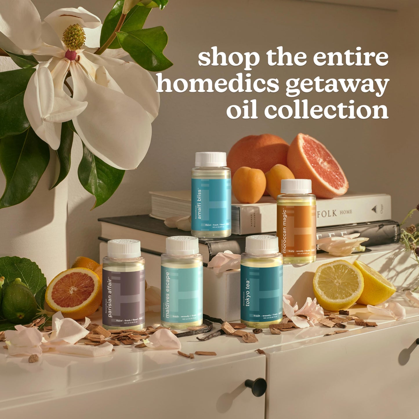 Homedics SereneScent Waterless Diffuser Oil Refill — Tokyo Tea (120ml). Clean, Safe, Bright & Refreshing Hotel-Inspired Home Fragrance. Compatible with SereneScent Diffusers. Easy Twist Plug & Play