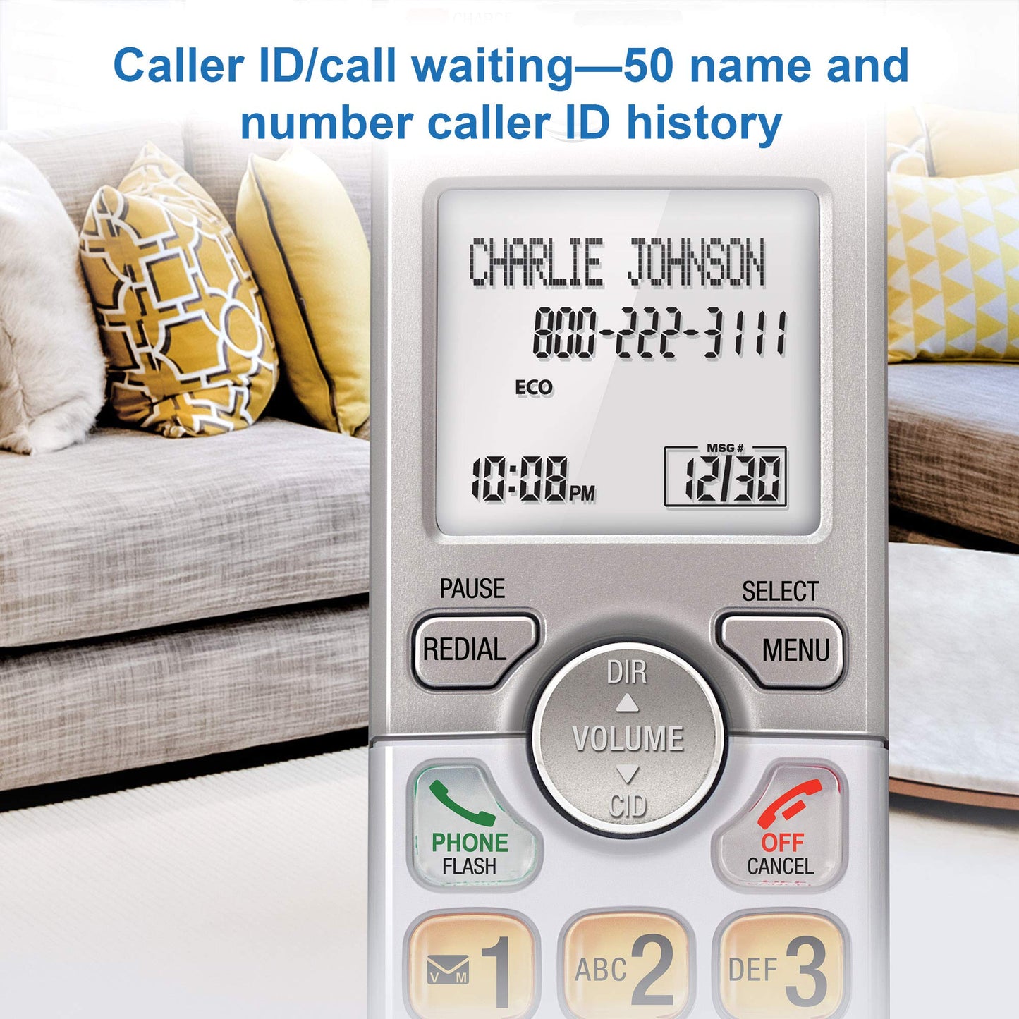 AT&T EL51203 DECT 6.0 2-Handset Cordless Phone with Full-Duplex Speakerphone, Backlit Display & Lighted Keypad, Caller ID/Call Waiting, Intercom, ECO Mode