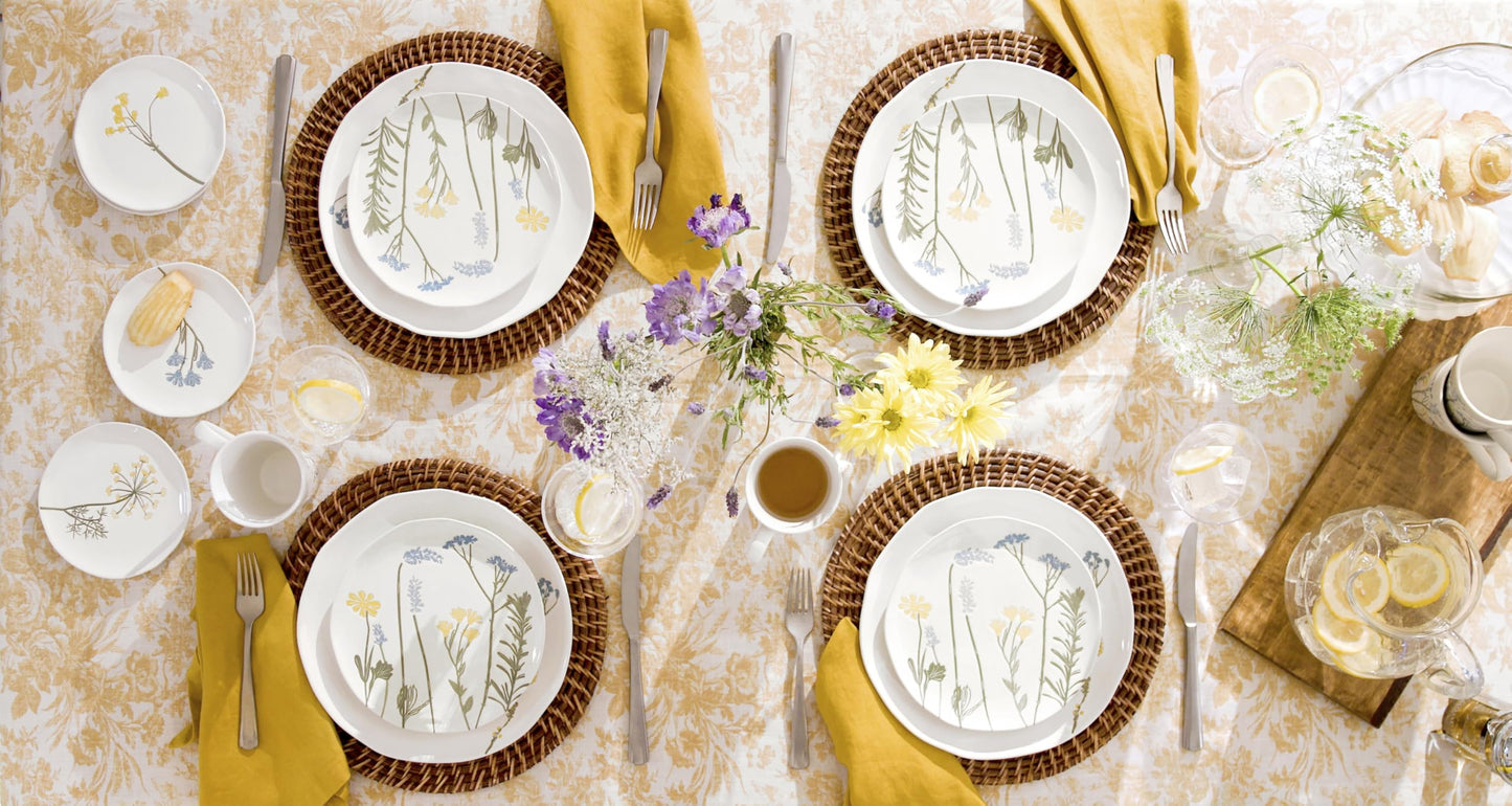 Lenox Dinnerware Set, Wildflowers Tidbit Appetizer Plates Set Of 4, Service For 4, Dessert Plates, Small Plate 6 Inch, Snack Plate, Stoneware, Dishwasher Safe, 6-Inch Diameter (Assorted, 4 Piece)