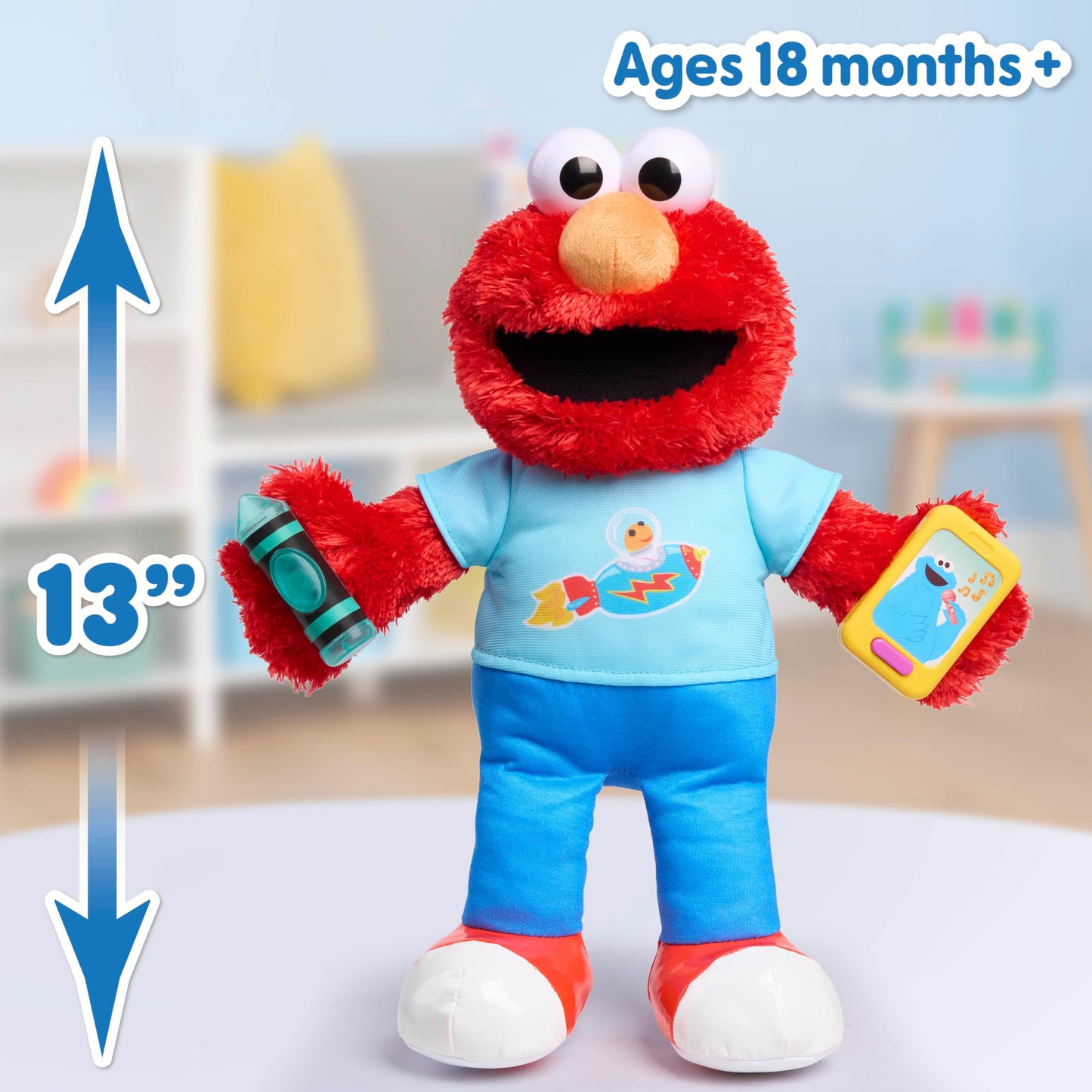 Sesame Street Learning Elmo Plush, Officially Licensed Kids Toys for Ages 18 Month, Gifts and Presents