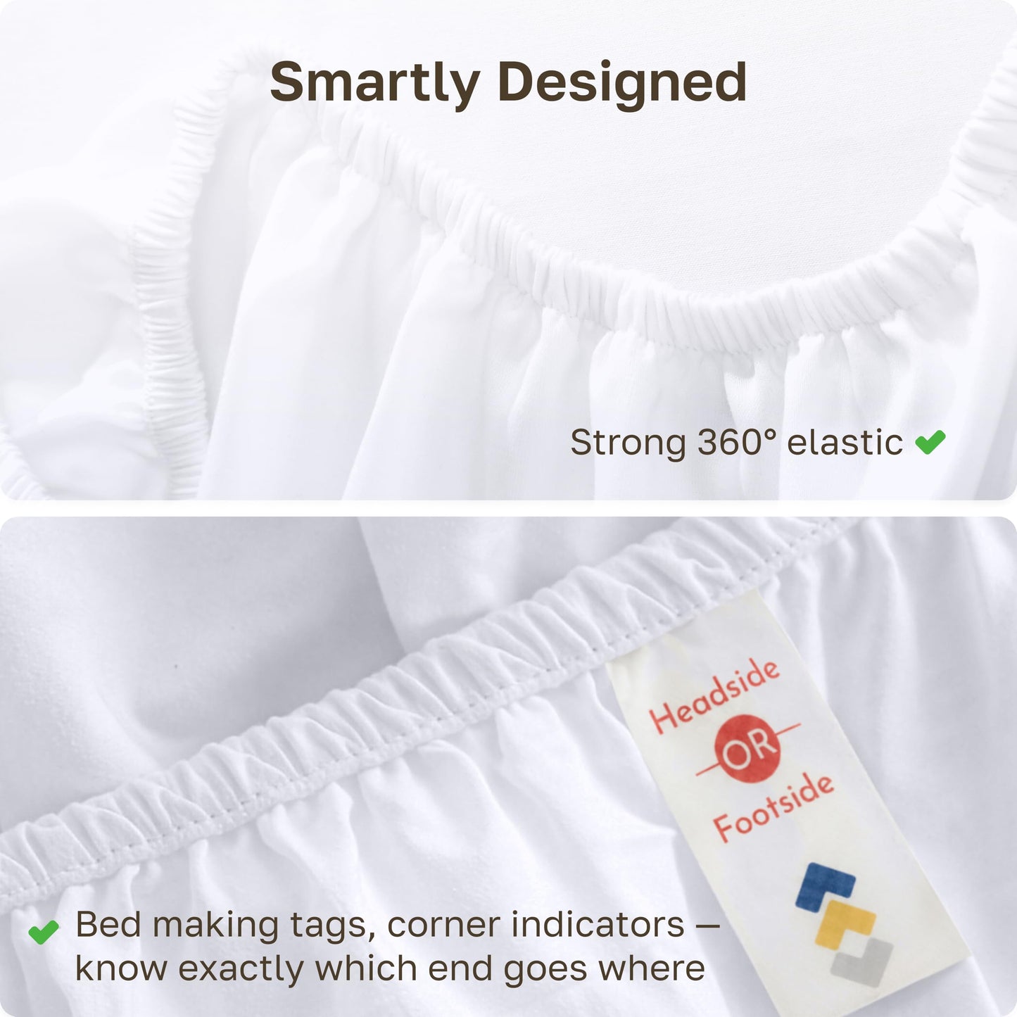 California Design Den Queen Fitted Sheets Pack of 2 - Soft 100% Cotton, Durable Sateen, Deep Pocket Queen Size Fitted Sheet Only with All-Around Elastic - White