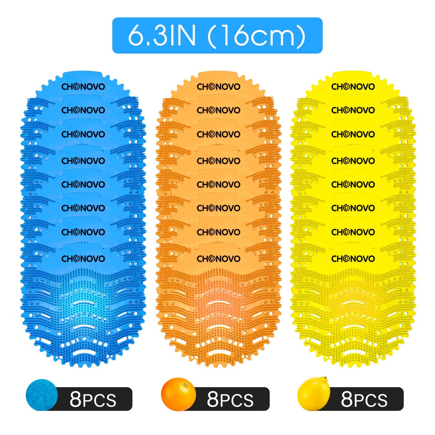 Urinal Screen Deodorizer, 24 Packs Urinal Cakes Bulk Scented Anti-Splash Urinal Mats Deodorizer Fresh Pads for Toilet Bathroom Restaurants Offices Schools Hotels (Ocean Breeze/Lemon/Orange)