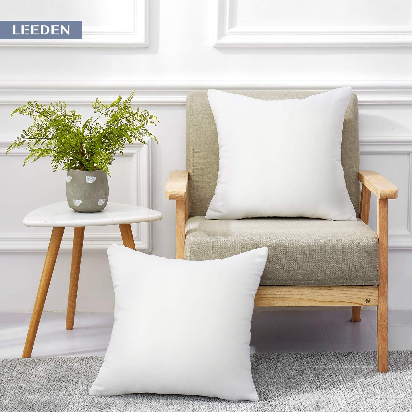 Leeden 22 x 22 Pillow Inserts (Set of 2) - Throw Pillow Inserts with 100% Cotton Cover - 22 Inch Square Decorative Pillows for Sofa, Couch, Bed and Home Decor