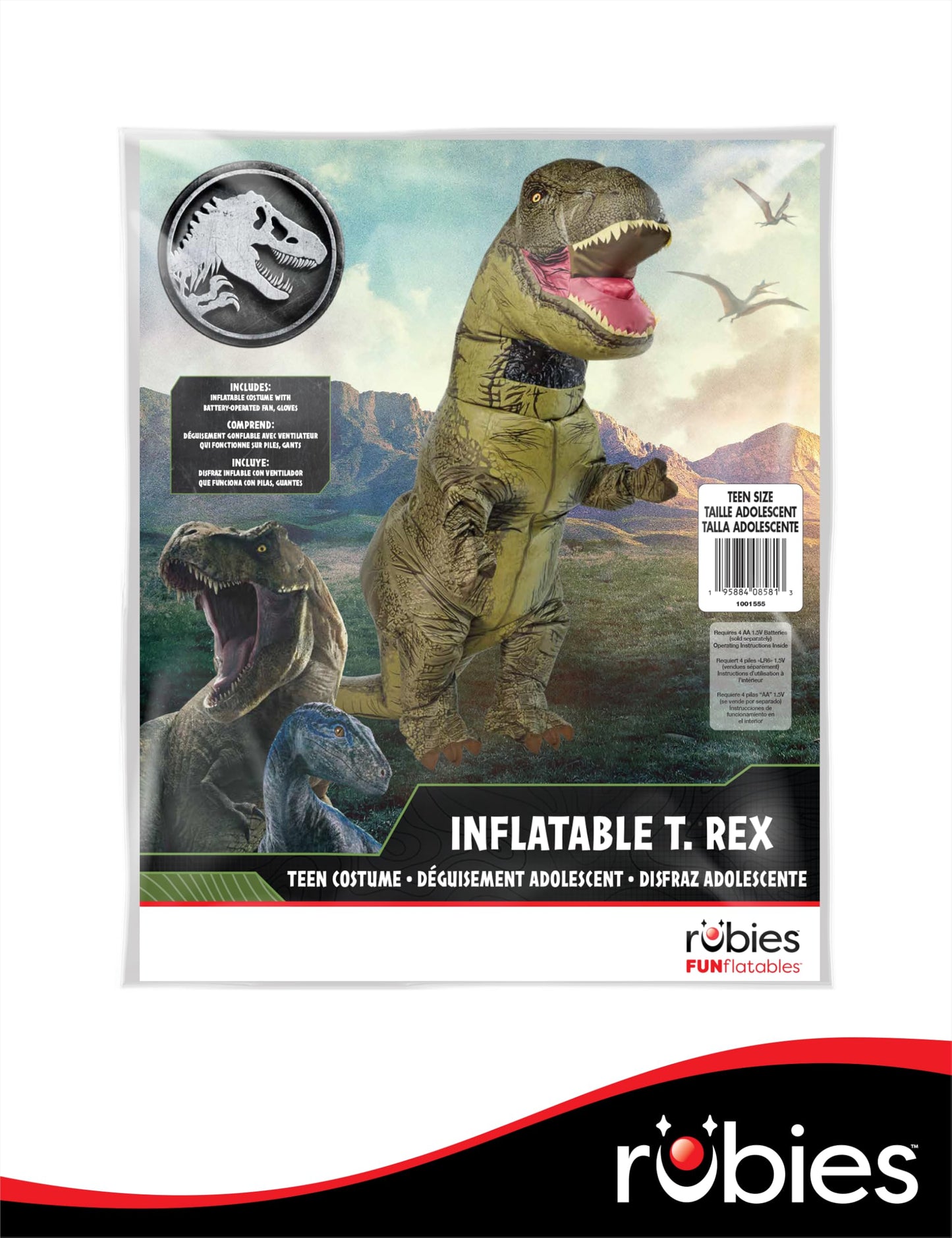 Rubies Jurassic World: T-Rex Inflatable Costume for Teens, Unisex One Size