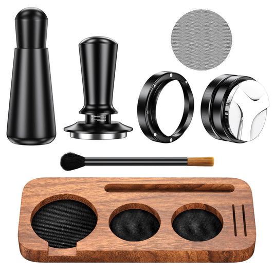 7 Pack Espresso Accessories Kit,54mm Espresso Tool Kit | Espresso Tamping Station | Coffee Distributor Tamper | WDT Tool | Dosing Funnel | Expresso Puck Screen | Christmas Gift for Espresso Lovers