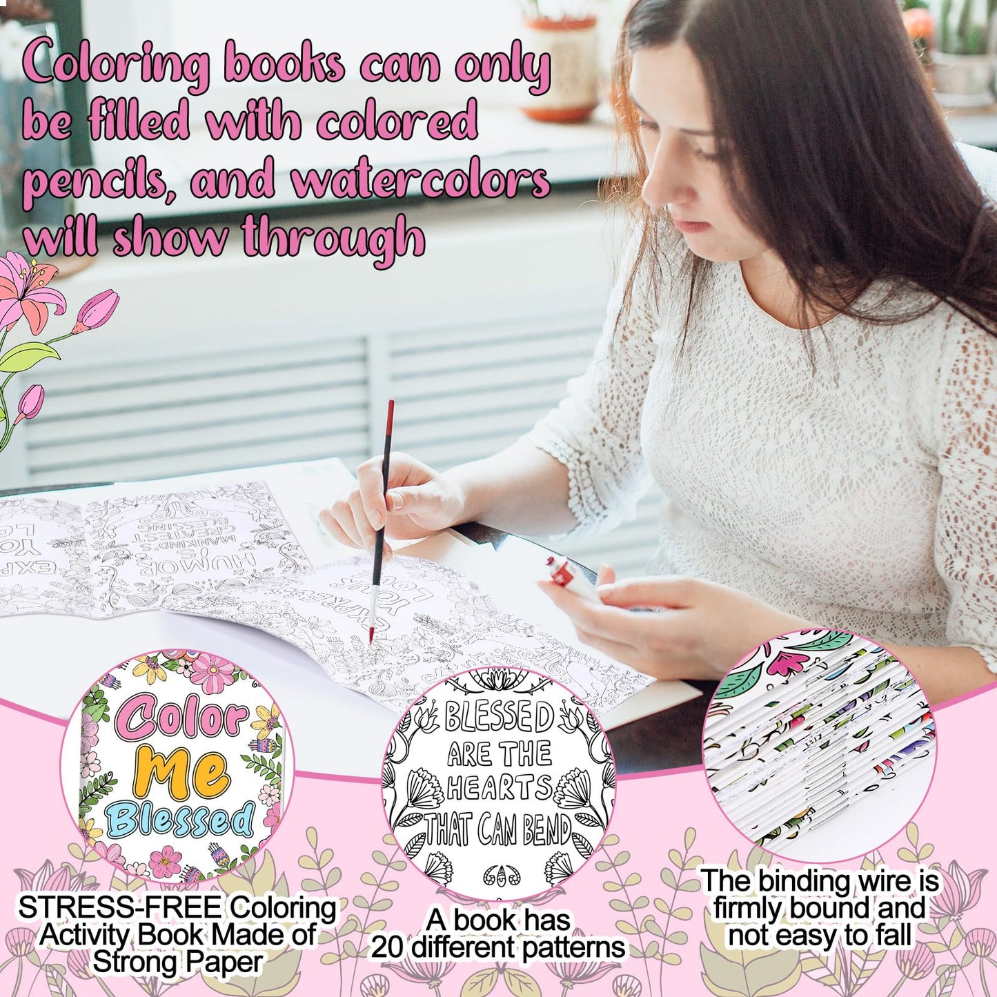 Liliful 24 Pcs Mindfulness Geometric Theme Coloring Book Bulk – Intricate Pattern & Mandala Coloring Books for Stress Relief, Ideal for Adult Relaxation, Gift Fillers & Self-Care Activities