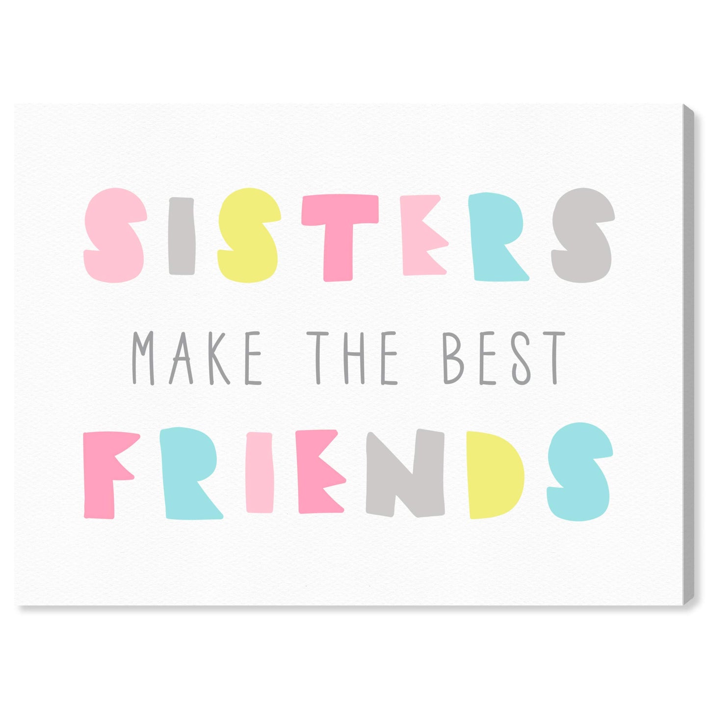 Wynwood Studio Typography and Quotes Wall Art Canvas Prints '27202 Best Friend Sisters Bright' Home Décor, 36 in x 24 in, Stretched 3/4 inch