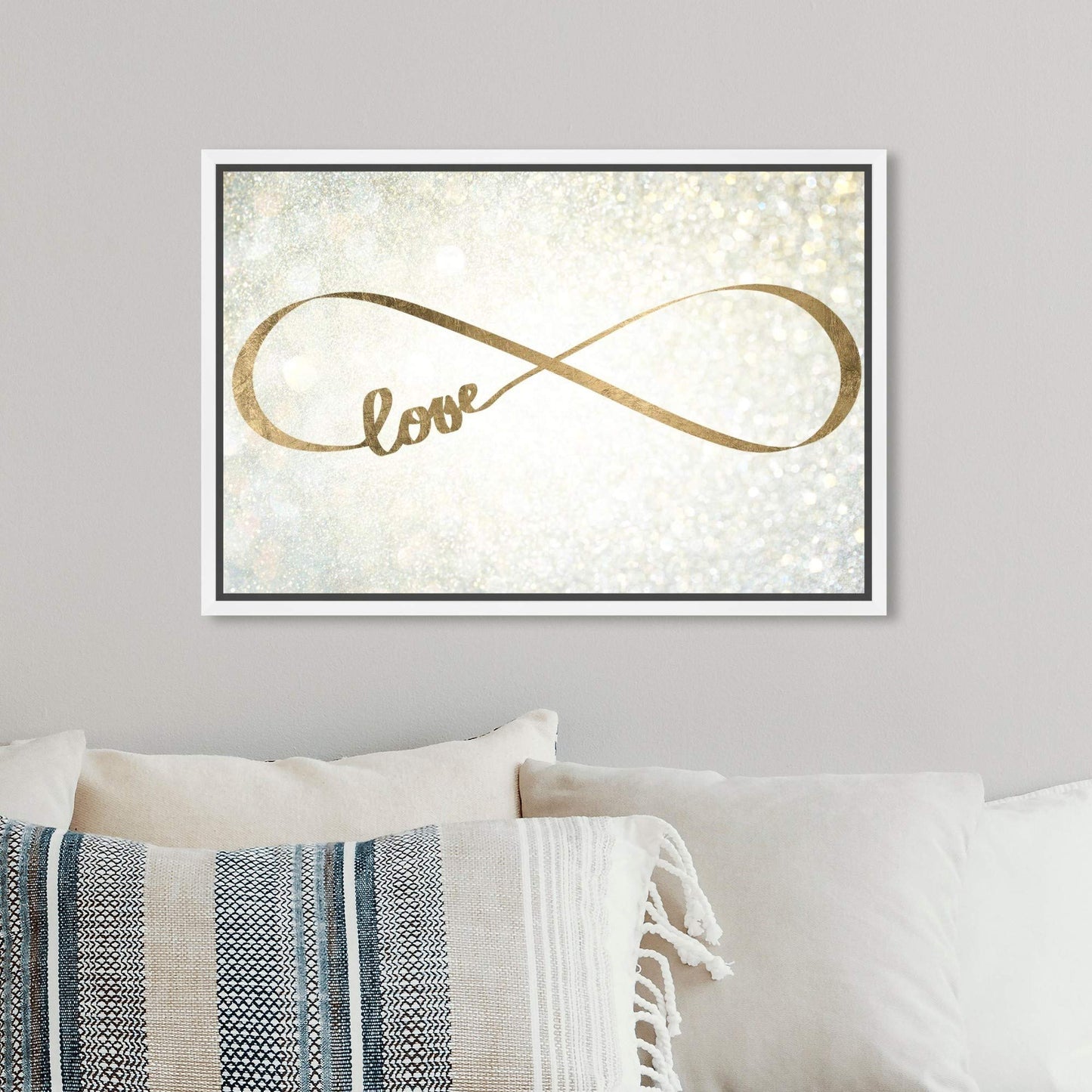 The Oliver Gal Artist Co. Typography Wall Art Canvas Prints 'Sparkle Love Quotes and Sayings Home Décor, 15 in x 10 in, White Frame