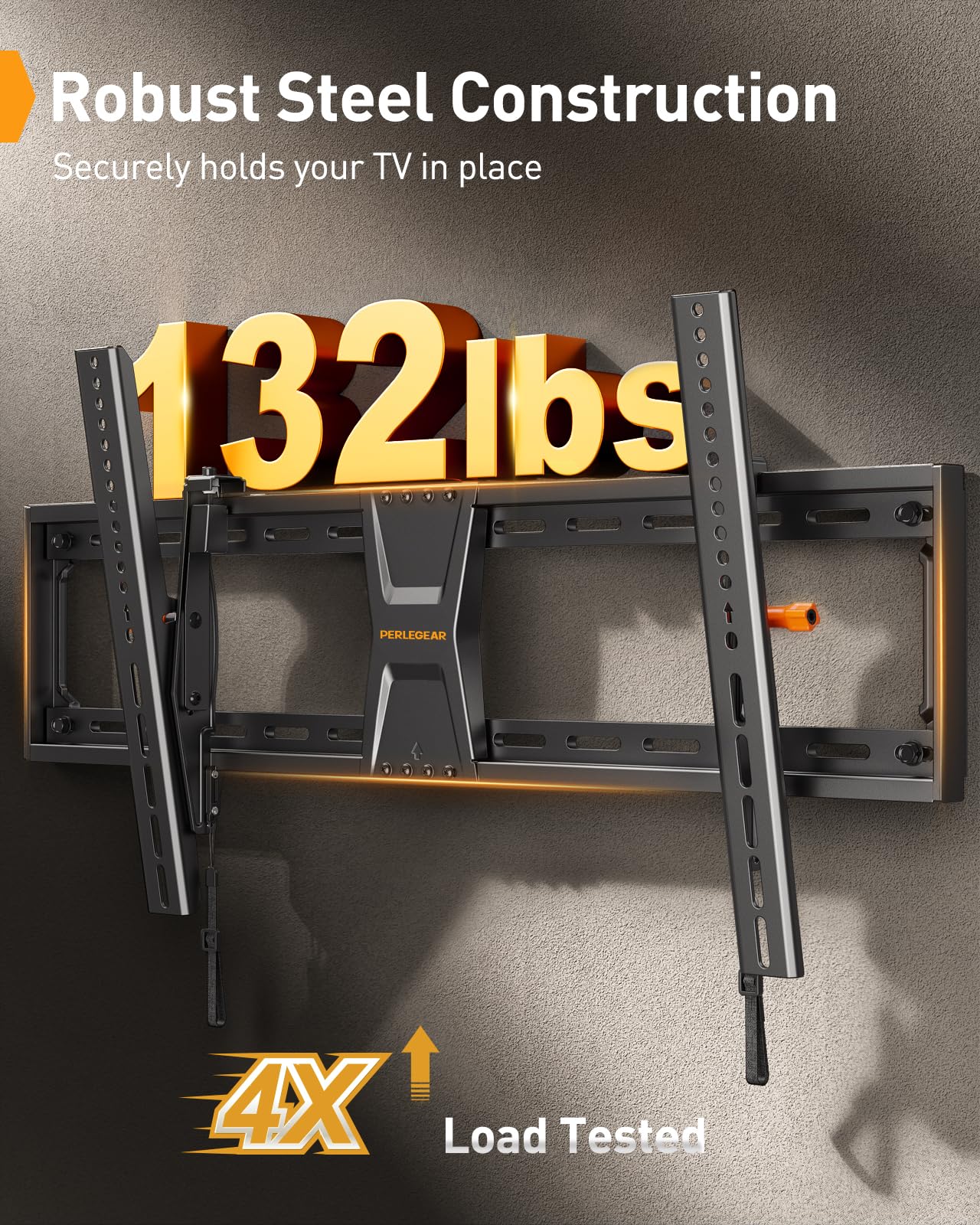 Perlegear Tilting TV Wall Mount for 42-90 TVs with Leveling Adjustment, Max VESA 800x400mm，Fits Most 65 75 85 86 Inch Low-Profile TV Mount Wall Bracket up to 132 lbs, Fits 12"/16"/18"/24" Studs