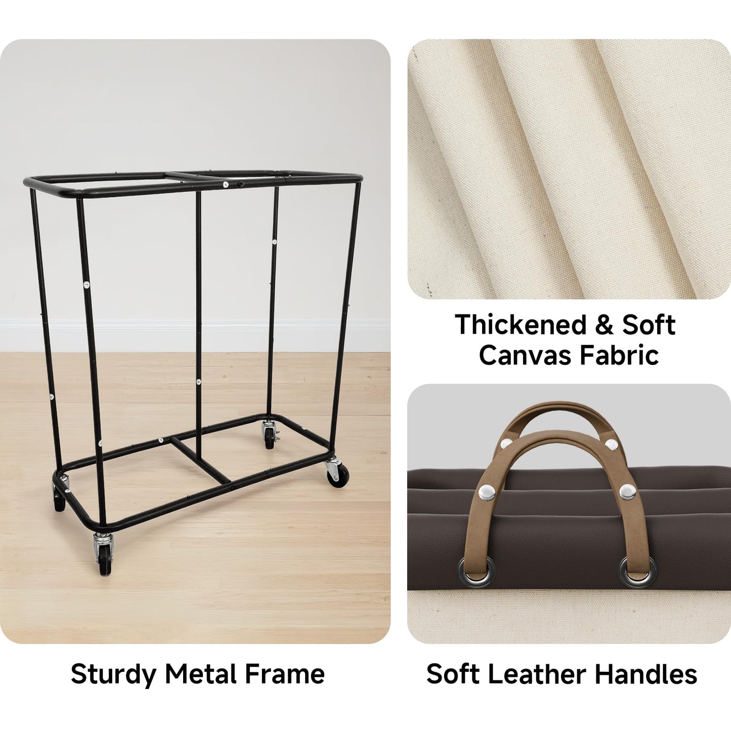 StorageWorks 280L Large Laundry Hamper with Wheels, Laundry Basket with Wheels 2 Sections, Clothes Sorter Cart with Divider for Hotel, Home, Beige, 1-Pack