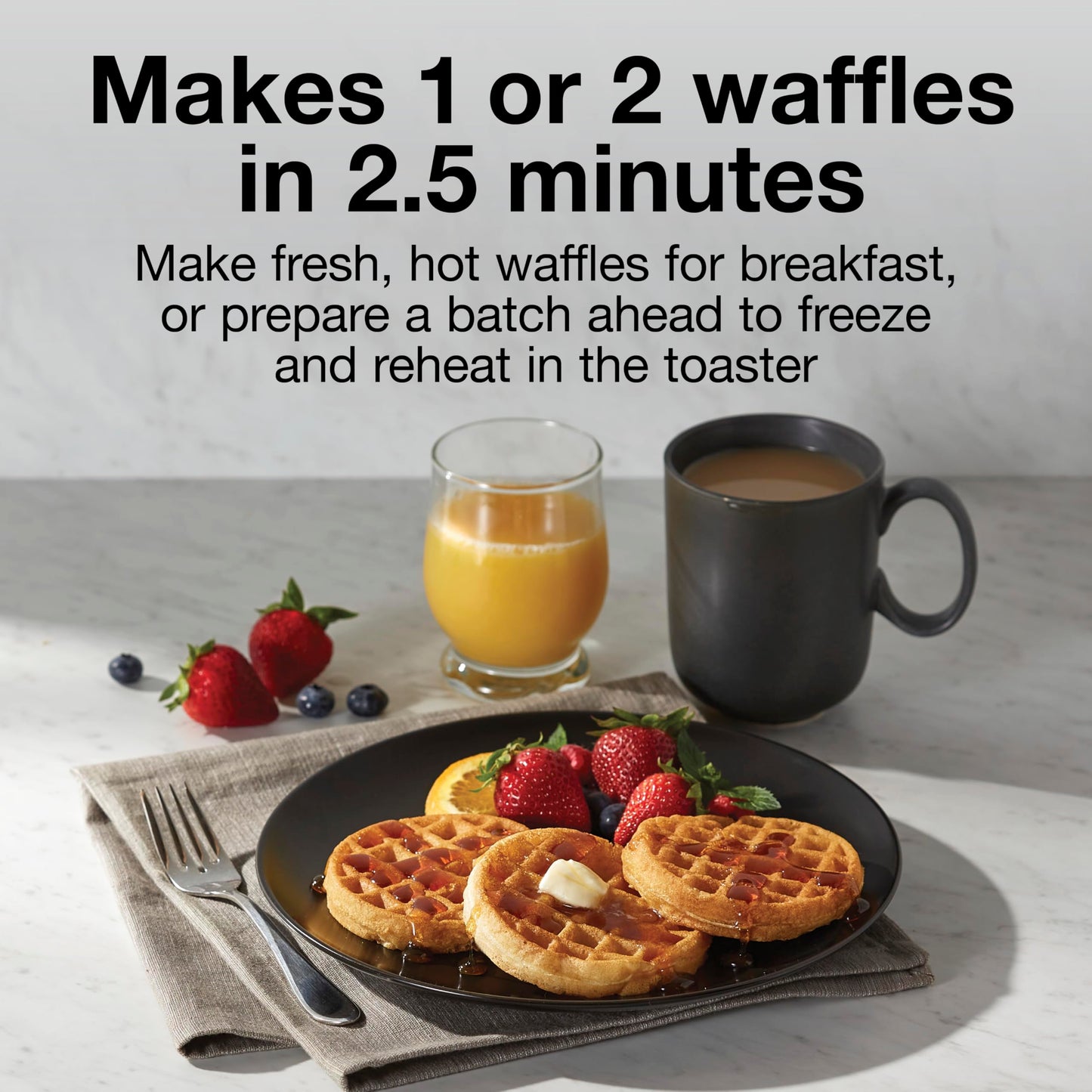 Proctor Silex Double Mini Waffle Maker Machine with 4” Round Non-stick Grids, Makes 2 Personalized Individual Breakfast Keto Chaffles and Hashbrowns, Compact, Black (26102)