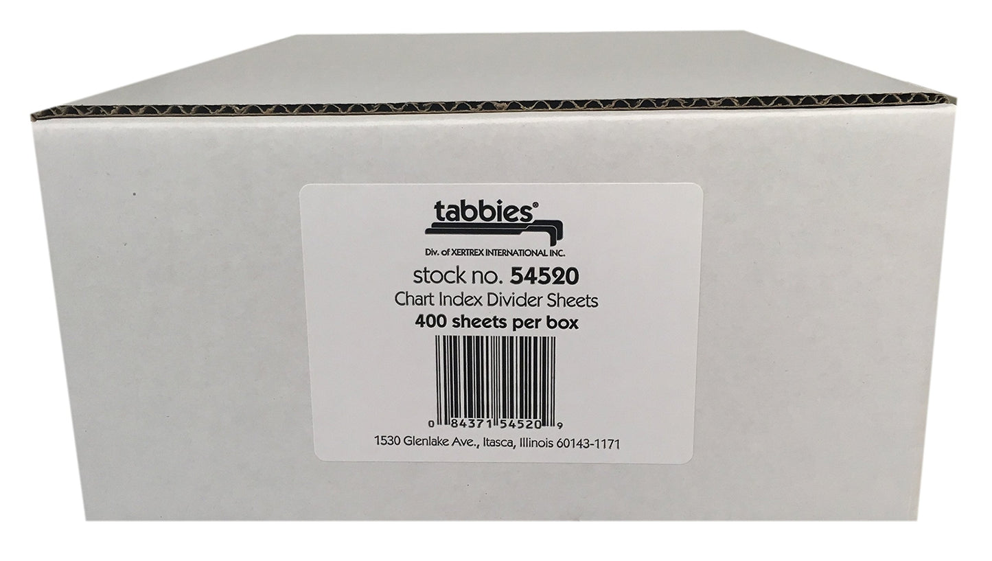 Tabbies, TAB54520, Medical Chart Index Divider Sheets, 400 / Box , White