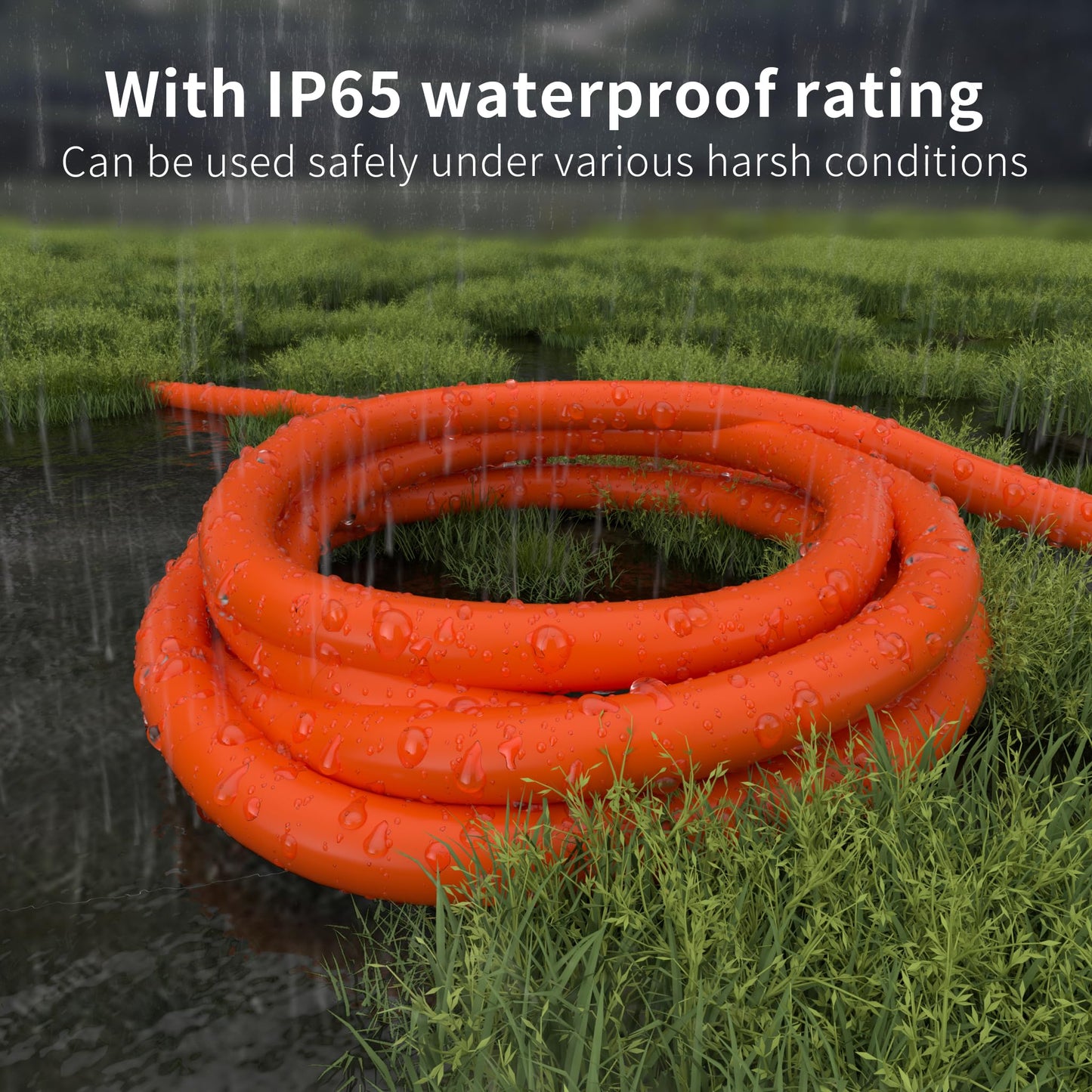 HUANCHAIN 150 ft Outdoor Extension Cord Waterproof 12/3 Gauge Heavy Duty with Lighted end, Flexible Cold-Resistant 3 Prong Electric Cord Outside, 15Amp 1875W 12AWG SJTW, Orange, ETL