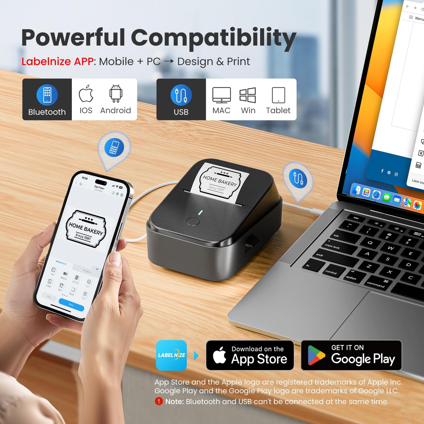 ETIKEZ PM260 Label Maker Machine with Tape, 2 Inch Label Tape Maker Bluetooth Label Printer, Inkless Portable Label Maker with Smart AI APP for Home,Kitchen,School,Office,Organization,Black,1 Pack
