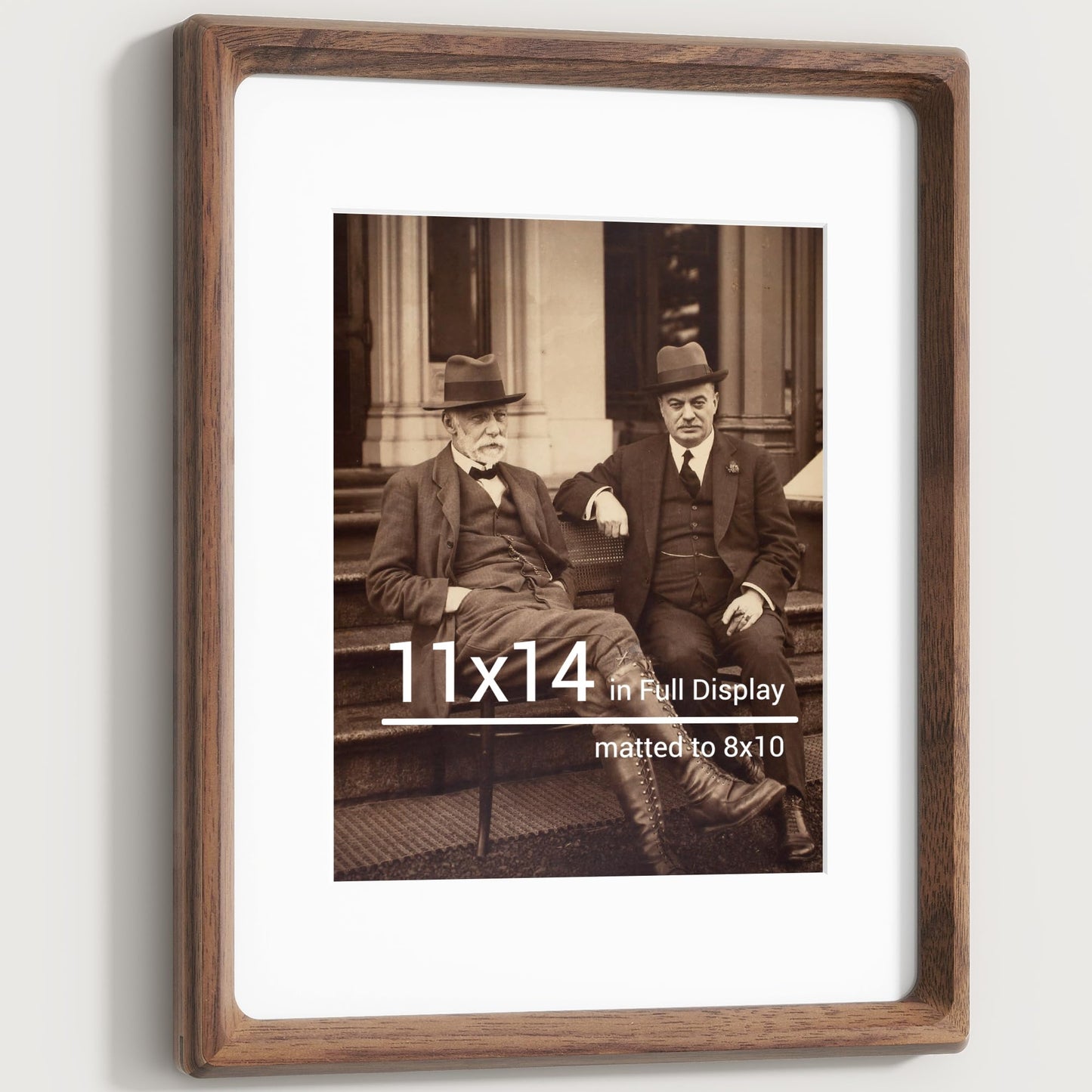 Heimlove 11x14 Picture Frames Natural Walnut,Original Wood Hand Make Crafted Diploma Frame with Mat to 8x10 Graduation Picture Display,Family Picture,Wedding Picture,Photo,Certificate Wall Mounted