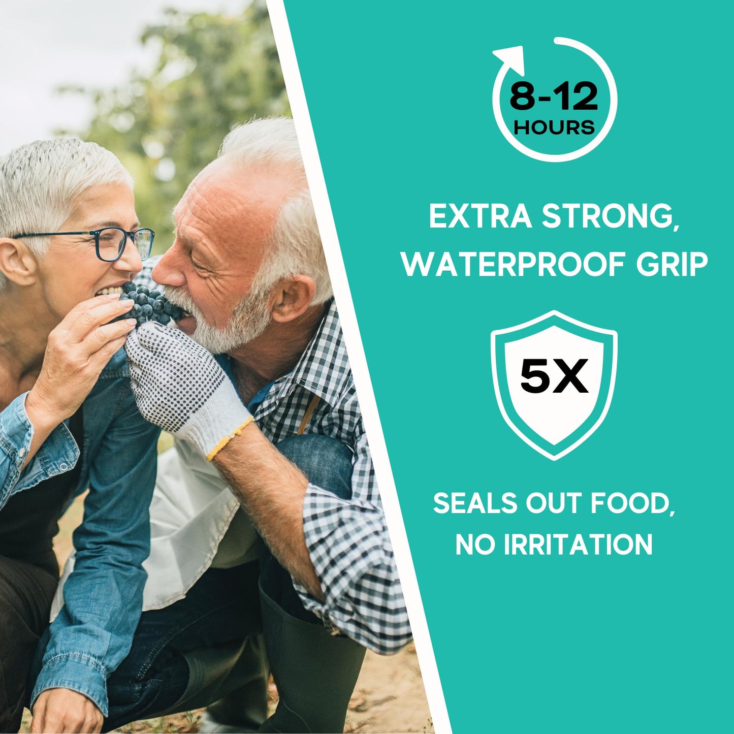 Extra Strong Denture Adhesive Cream, 12 Hour Hold Dental Glue, Waterproof, Zinc & Fluoride Free, Easy Apply Nozzle, Seals Food Out for Comfort, Mint Flavor (6 Pack, 4.2 Fl Oz)