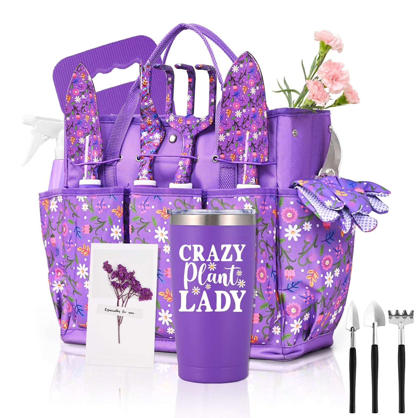 Gardening Gifts for Women, Gardening Tools for Women, 14 PCS Garden Tools Set Kit with Garden Tool Bag, Plant Lover Gifts Birthday Gifts for Mom Grandma Aunt (Purple)