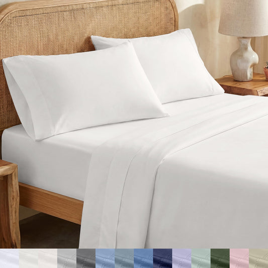 California Design Den King Sheets Set - Soft 100% Organic Cotton Sheets with Deep Pockets, Crisp Percale, Breathable and Durable Bedding Set - True Ivory