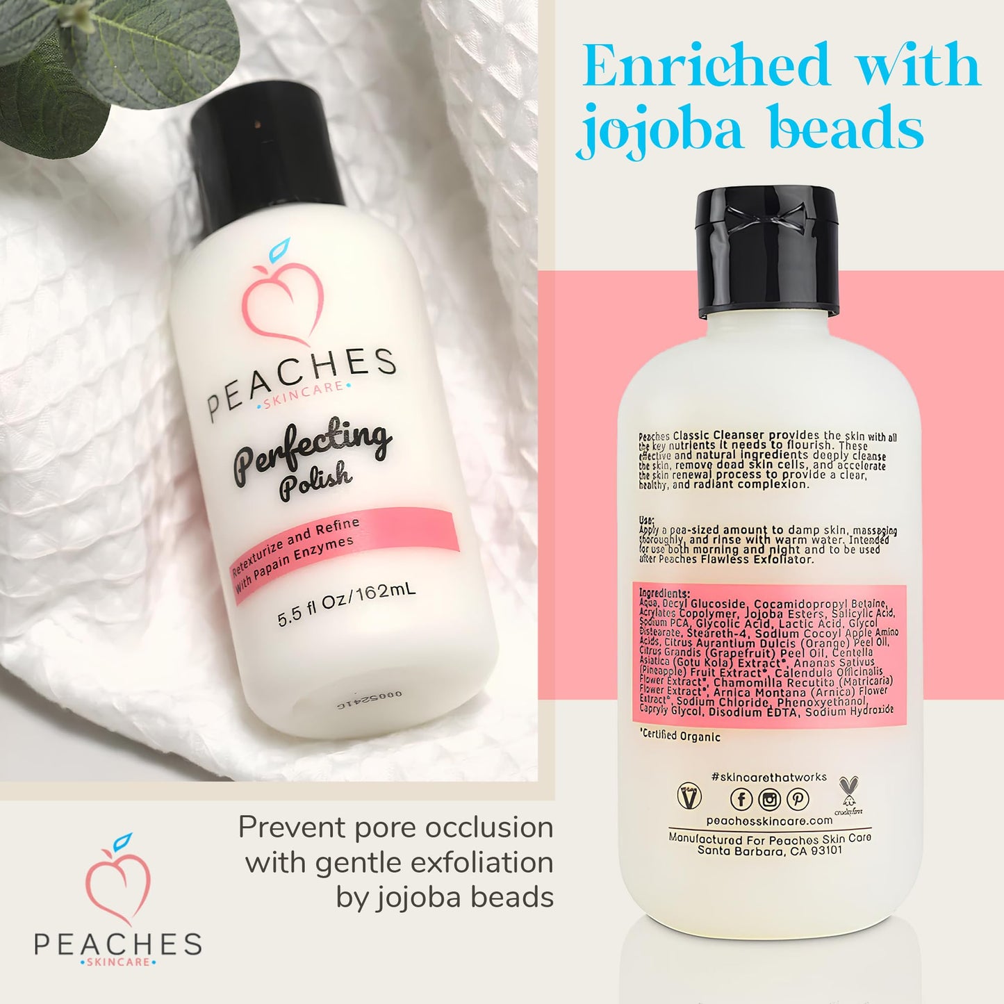 Face Cleanser (8 oz) - Hydrating Facial Cleanser with Grape Fruit, Sugar Cane, Gotu Kola - Lightly Exfoliating Facial Cleanser for Women and Men - Vegan Cleanser for All Skin Types - Classic Cleanser