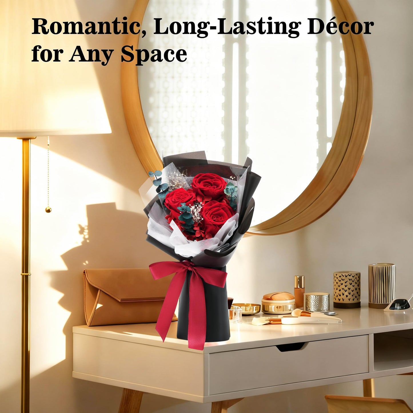 SofLiv Flowers for Delivery Prime, Preserved Roses Flower Gifts for Women, Flower Bouquet Gifts for Her, Mom Birthday Gifts from Daughter, Valentines Flowers, Real Roses, Red Roses