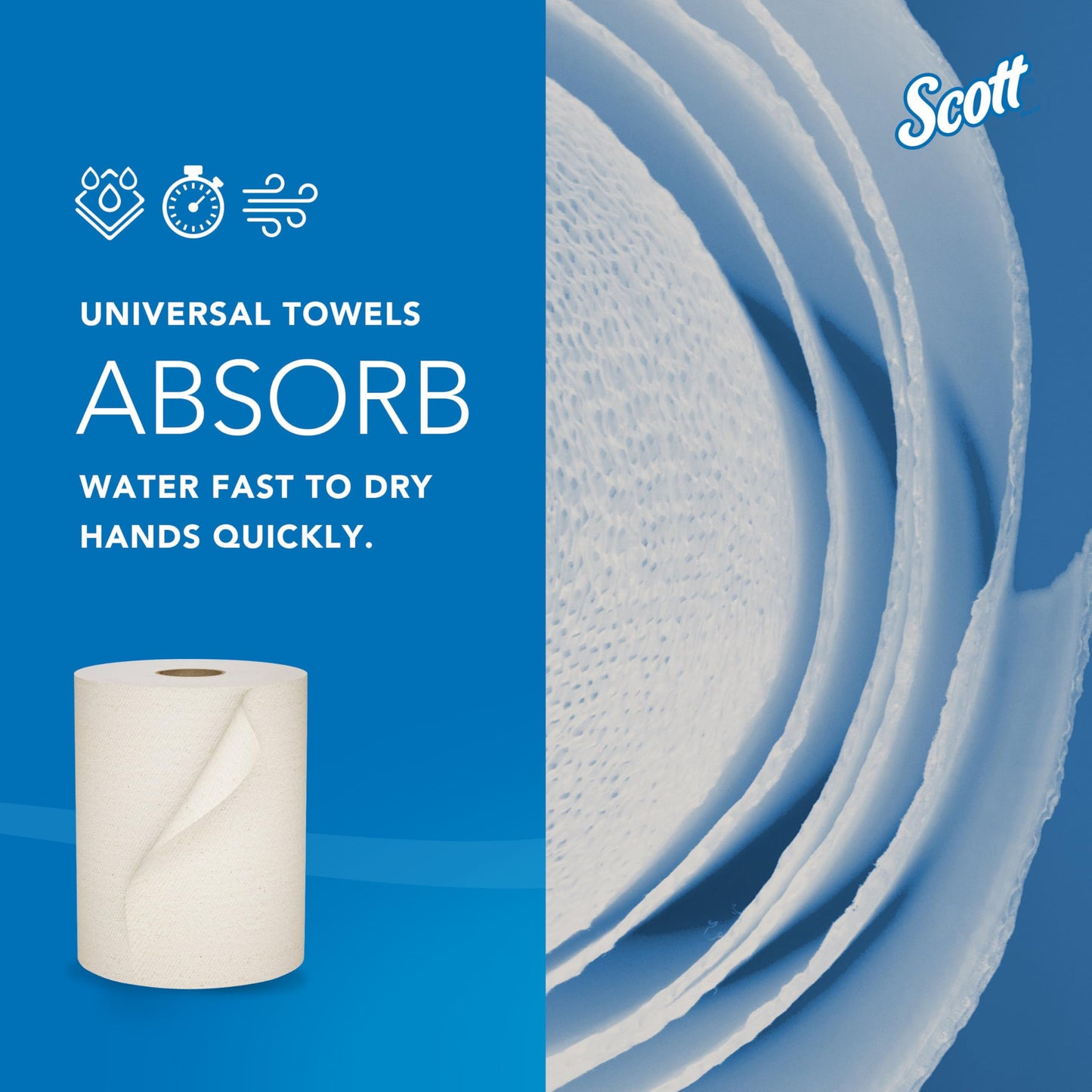 Scott Professional Universal 100% Recycled Fiber Hard Roll Paper Towels, Bulk (56758), Hardwound 1.5" Core, Absorbency Pockets, Compressed, Brown (6 Rolls at 800' Each, 4,800'/Case)