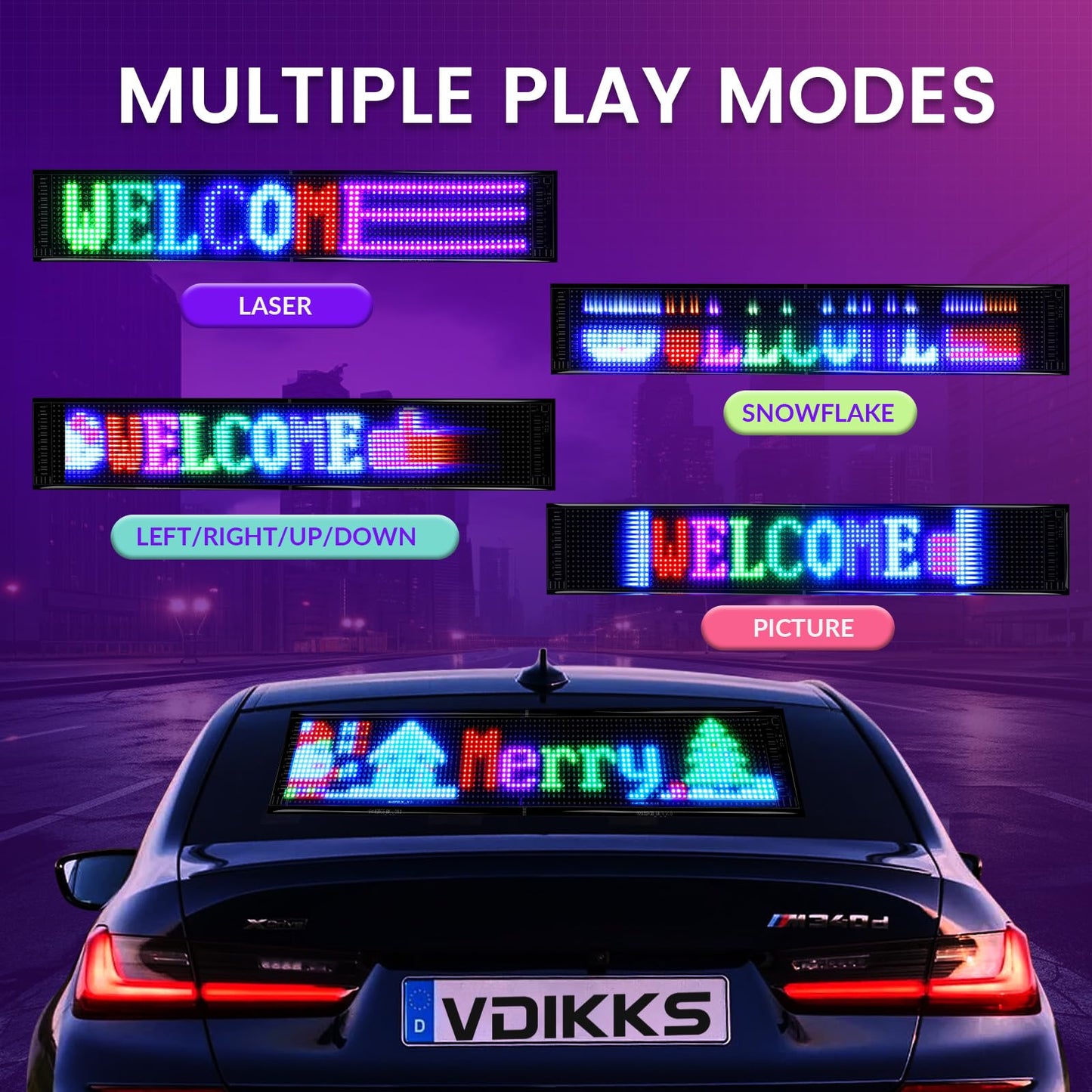 VDIKKS LED Sign for Business Programmable FPCB Flexible Matrix Panel Animation Text Message Scrolling Storefront Advertise Slogan Door Sign for Shop, Bar, Party, Festival 26.8x4.7inch