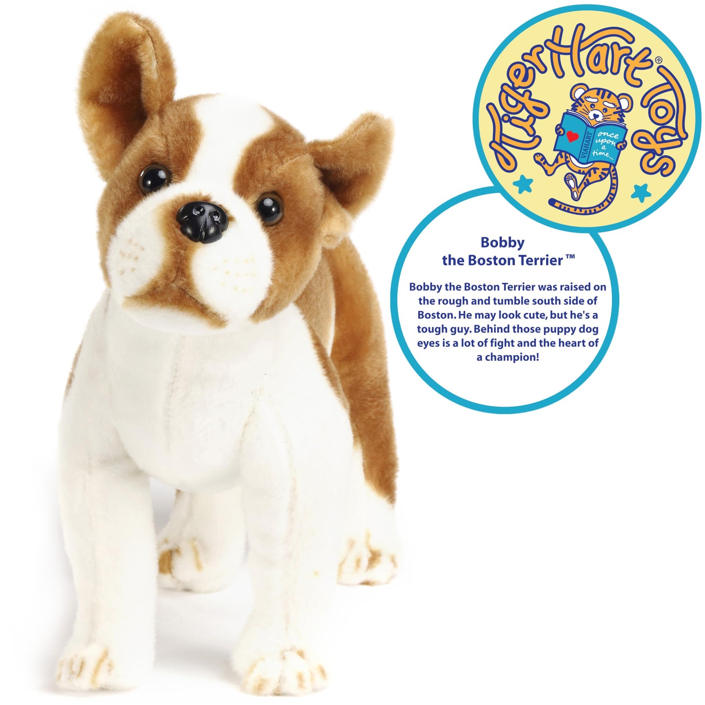 Bobby The Boston Terrier Boxer - 14.5 Inch Large Dog Stuffed Animal Plush - by TigerHart Toys