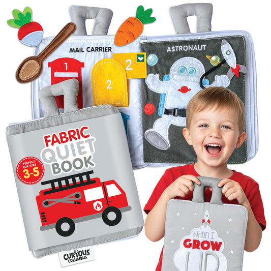 Curious Columbus Quiet Book. When I Grow Up. Fabric Busy Book. Educational Activity Toy for Toddlers Preschool and Pre-K Early Learning